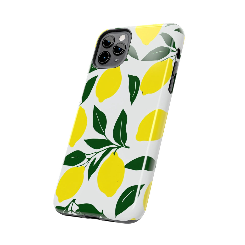 Lemon Pattern Tough Phone Case — Bright Citrus Protective Phone Cover