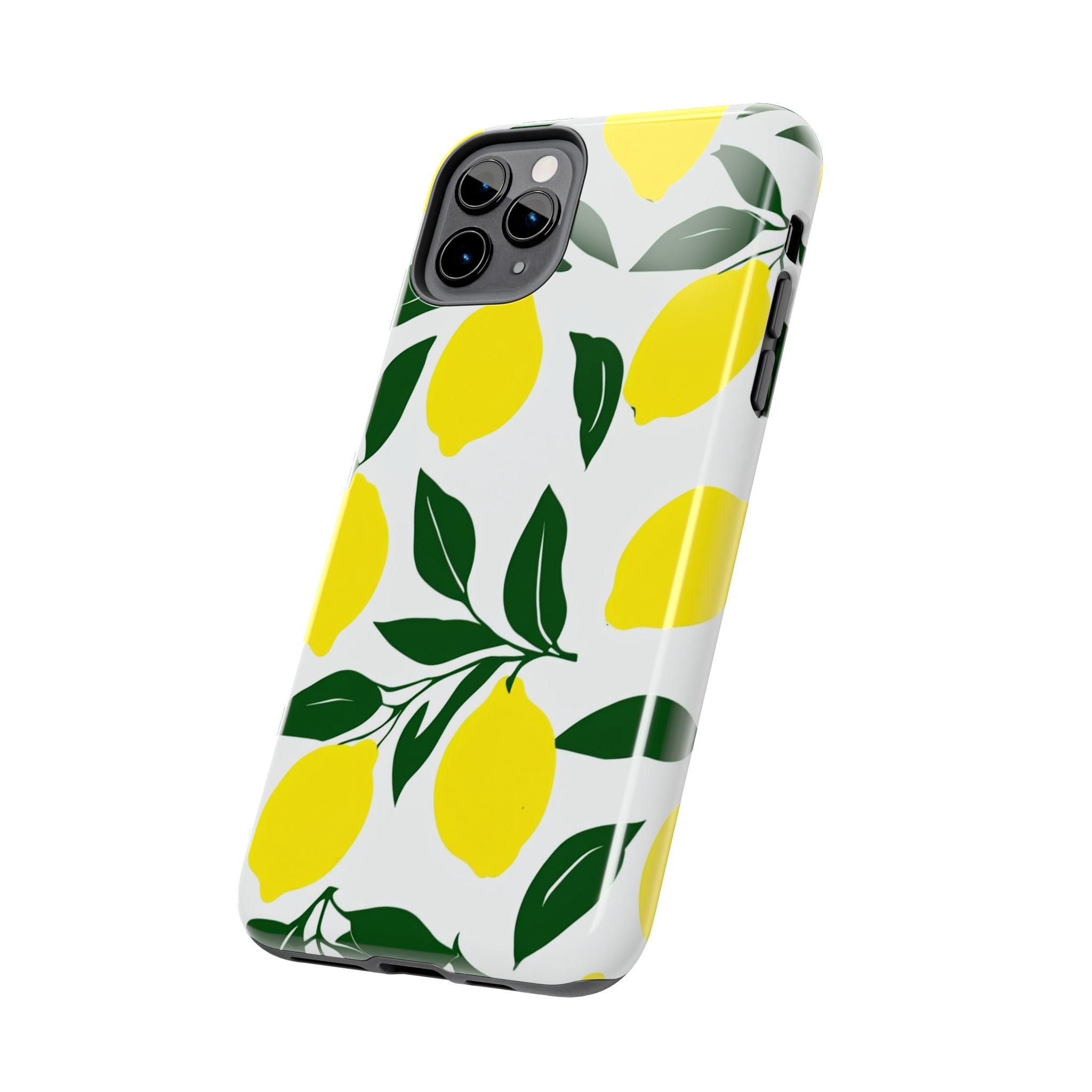 Lemon Pattern Tough Phone Case — Bright Citrus Protective Phone Cover