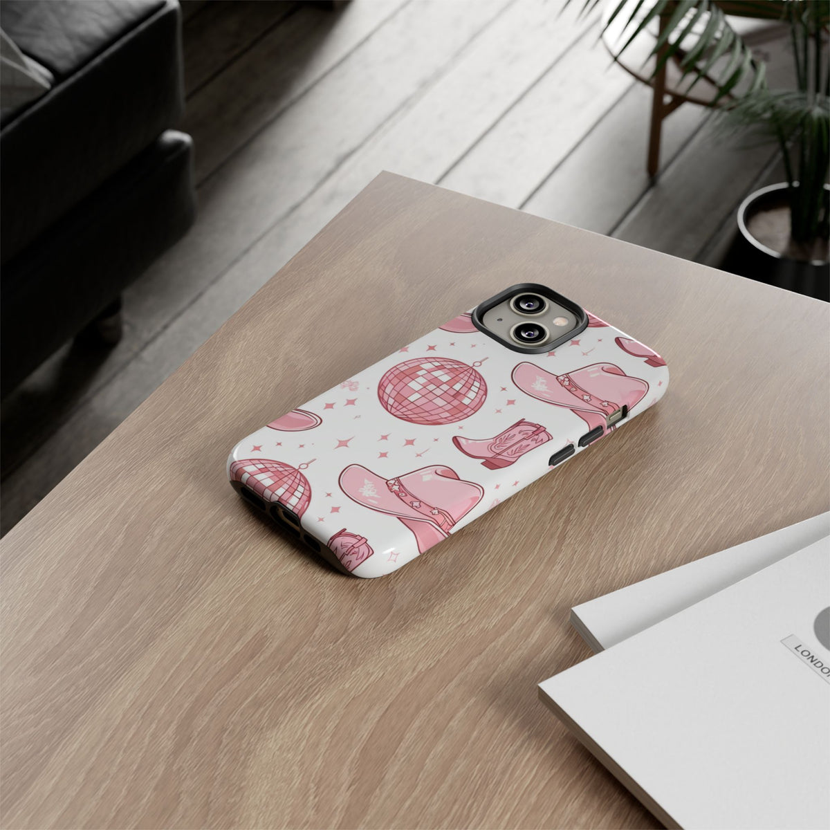 Pink Cowboy Boots & Disco Balls Tough Phone Case