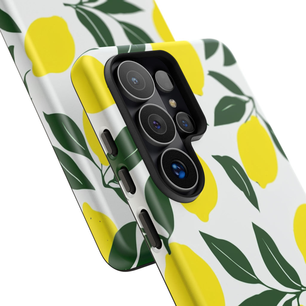 Lemon Pattern Tough Phone Case — Bright Citrus Protective Cover