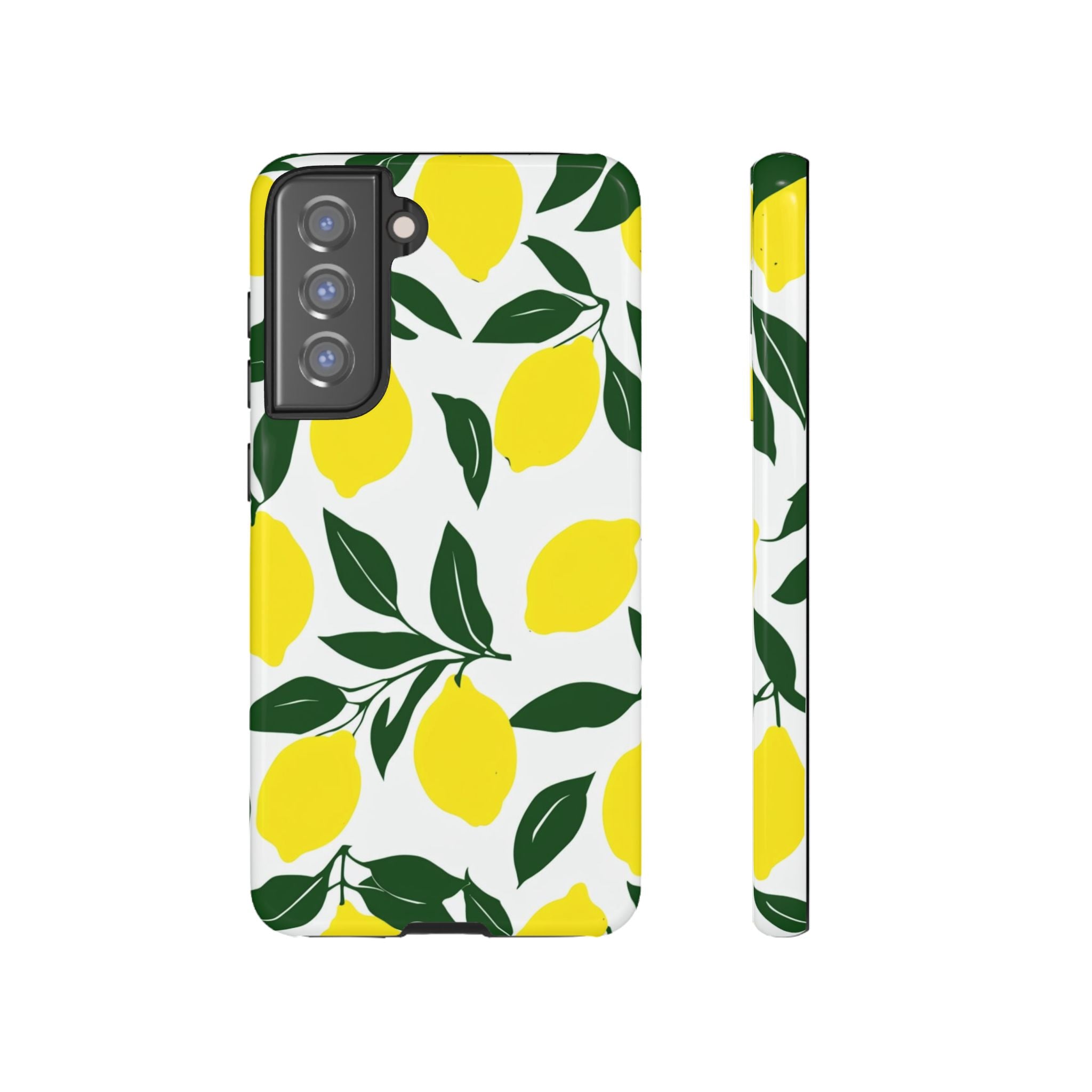 Lemon Pattern Tough Phone Case — Bright Citrus Protective Cover