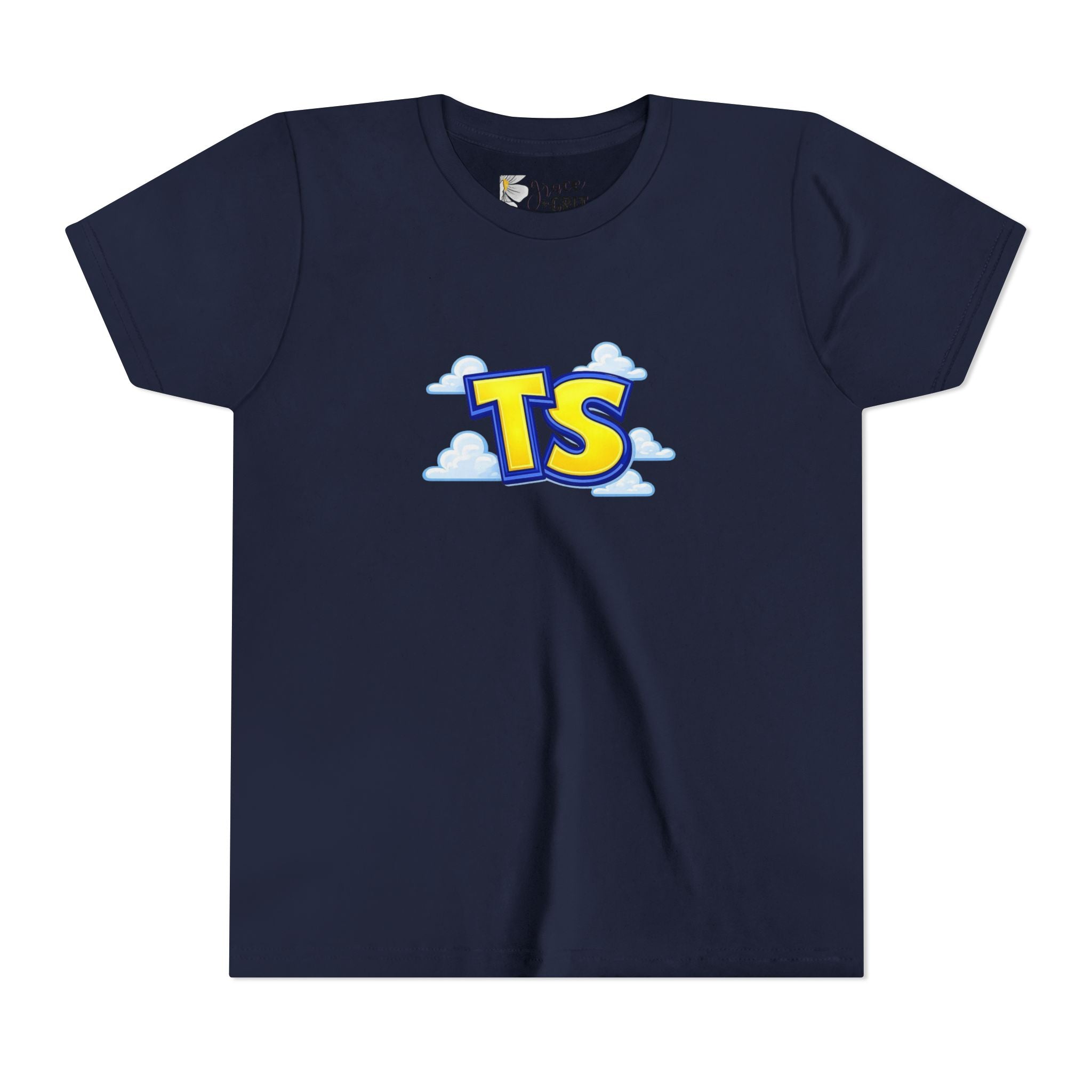 Youth Tee — Playful 'TS' Cloud Logo Kids T-Shirt
