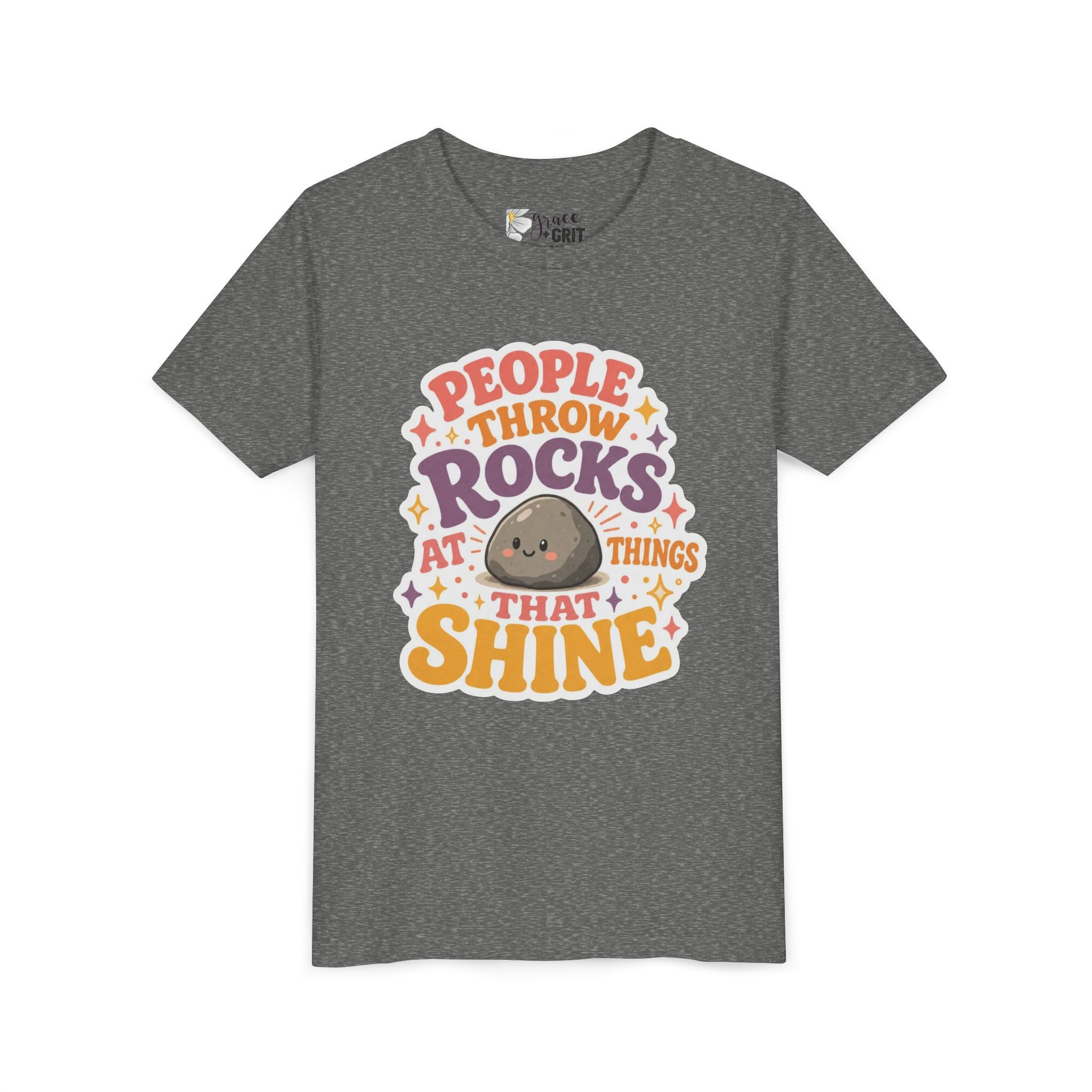 Youth Tee — "People Throw Rocks at Things That Shine" Positive Graphic Tee