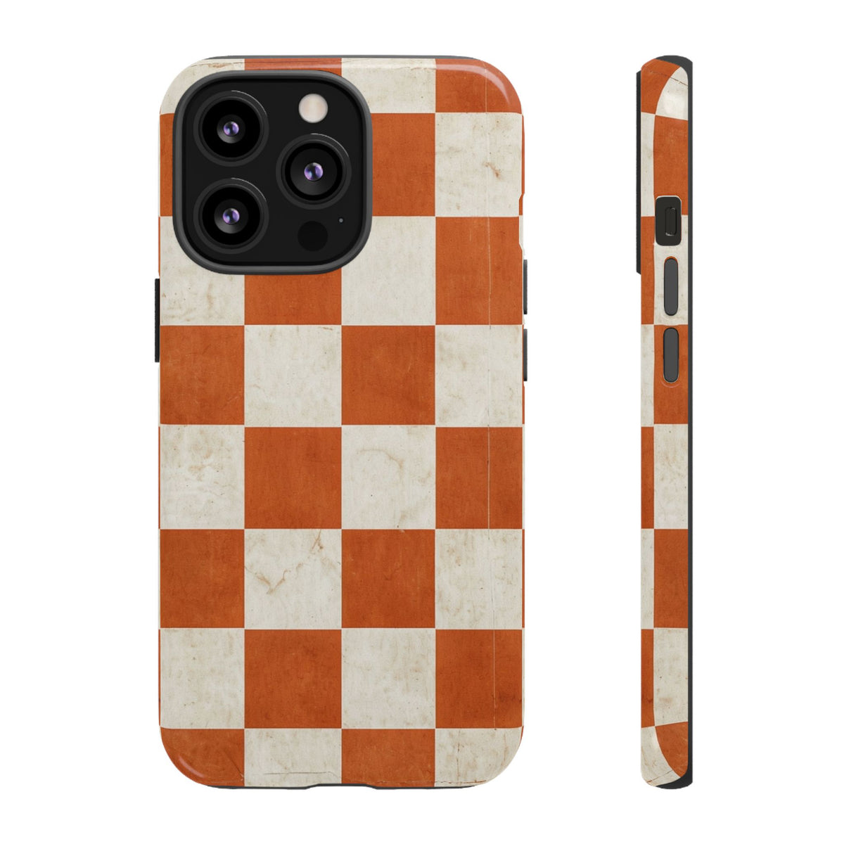 Vintage Orange Checkerboard Tough Phone Case
