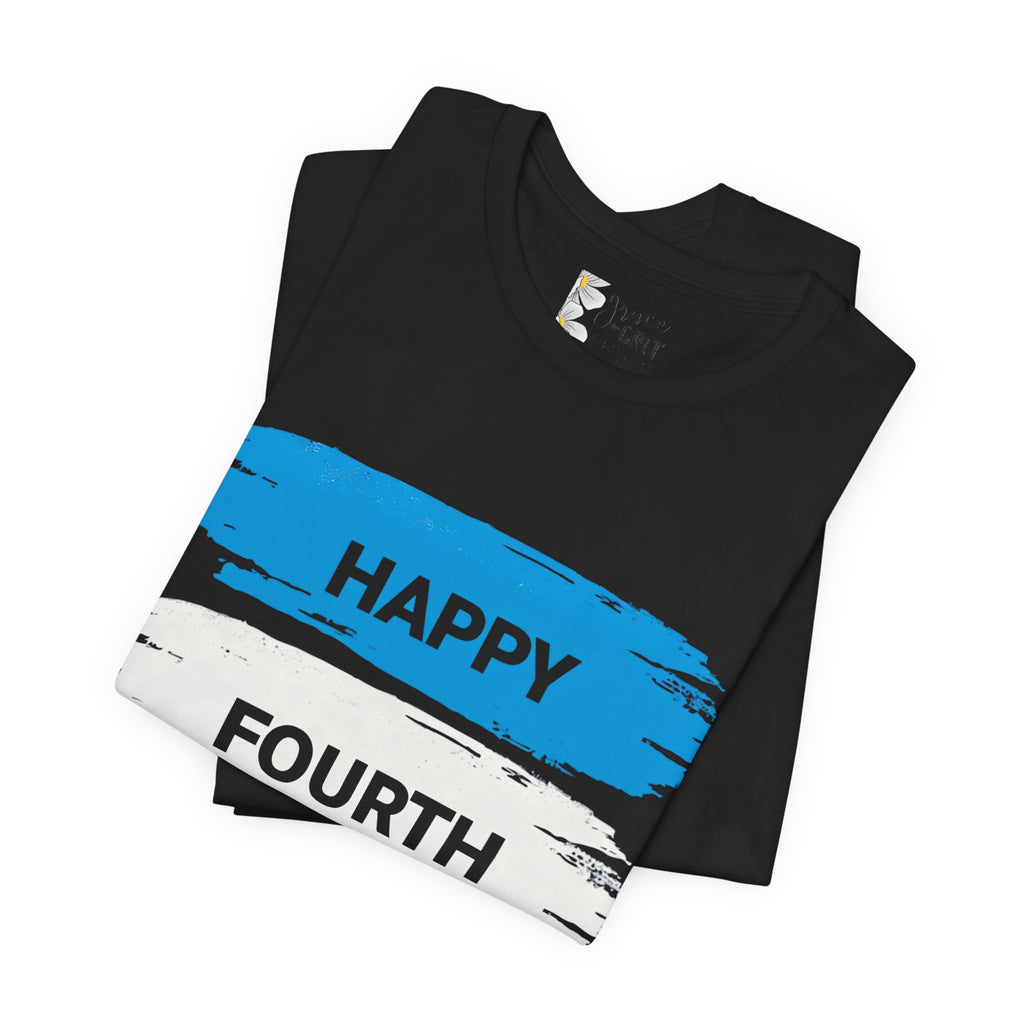 Fourth of July Brushstroke Tee — "Happy Fourth of July" Patriotic T‑Shirt