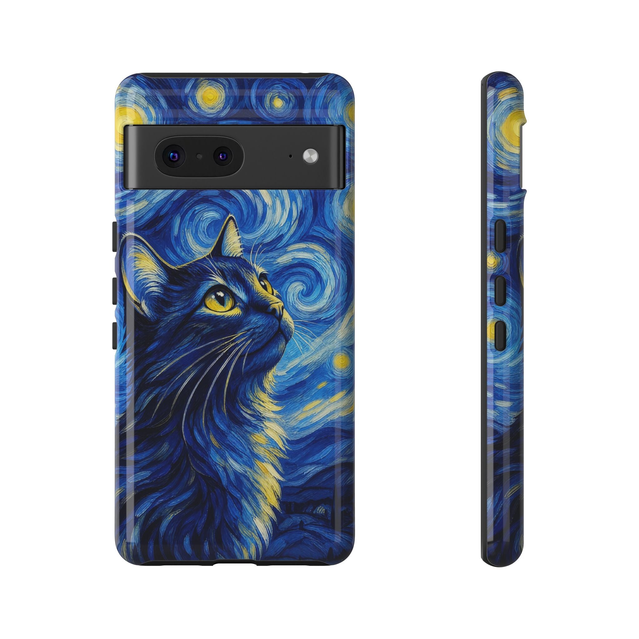 Starry Night Cat Phone Case — Van GoghStyle Blue Galaxy iPhone Cover