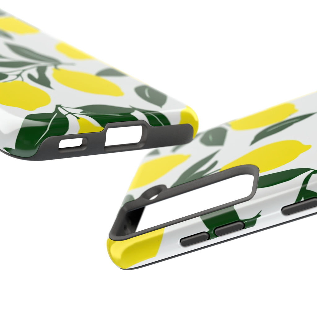 Lemon Pattern Tough Phone Case — Bright Citrus Protective Phone Cover