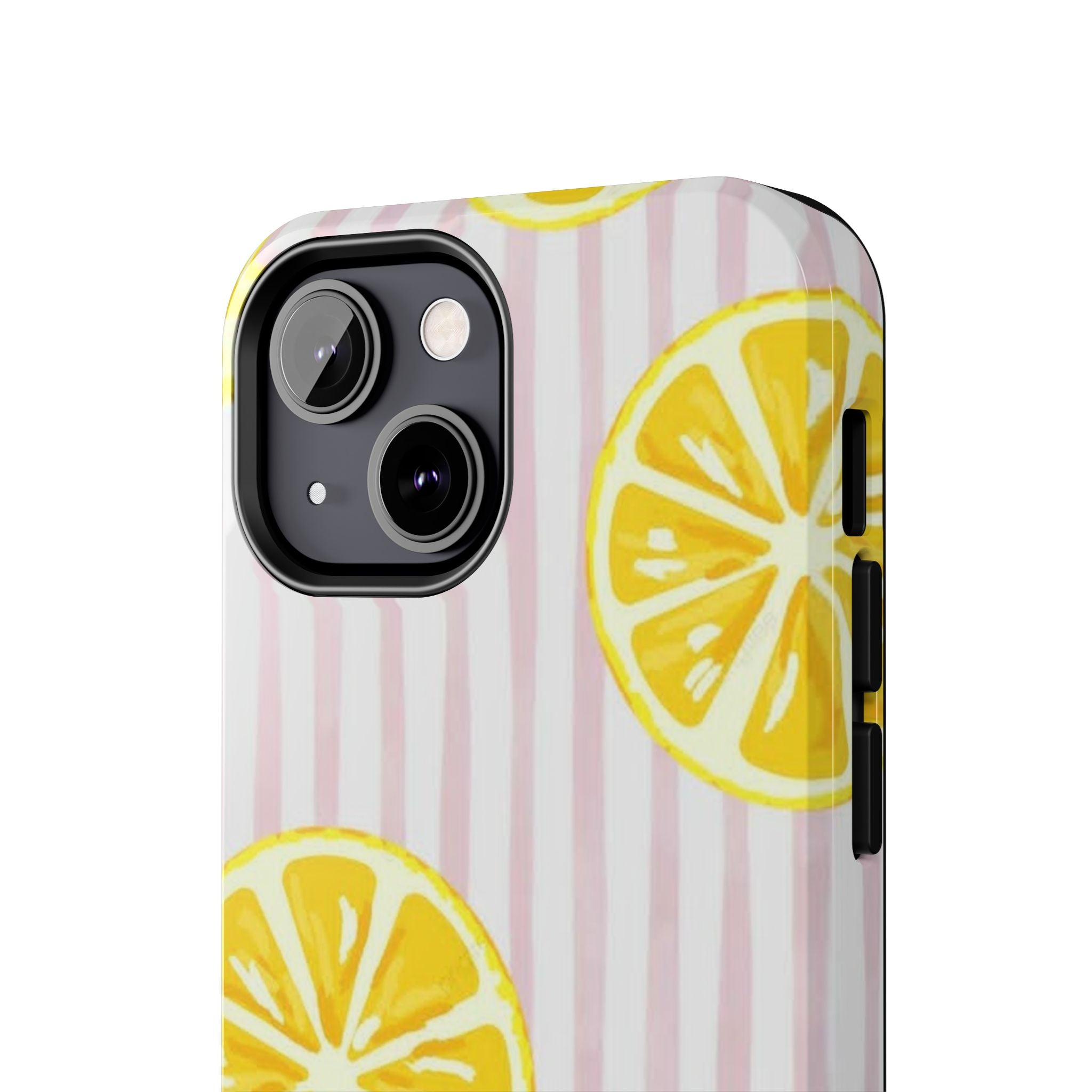 Lemon Slice Tough Phone Case — Pink Stripe Summer Protective Cover