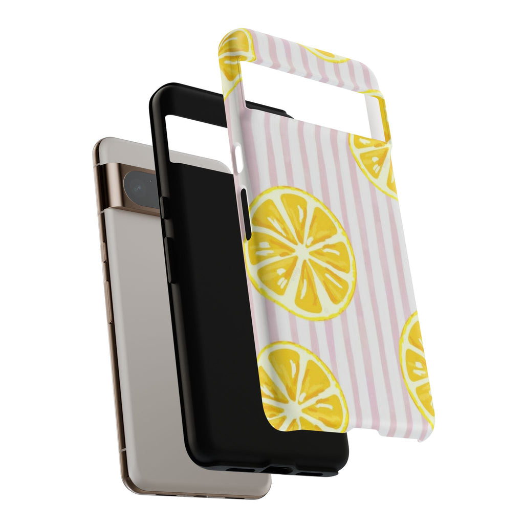 Lemon Slices Tough Case — Cute Pink Stripe Phone Cover