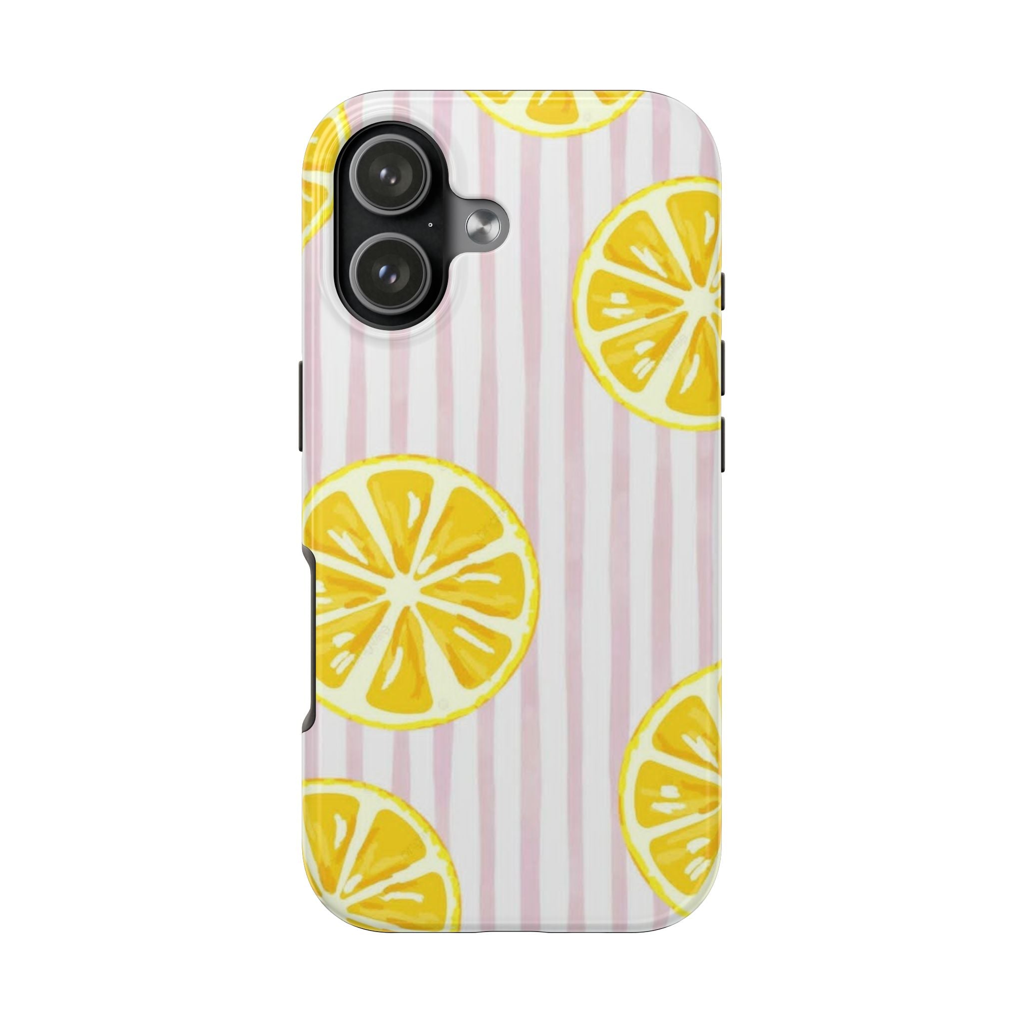 Lemon Slice Tough Phone Case — Pink Stripe Summer Protective Cover