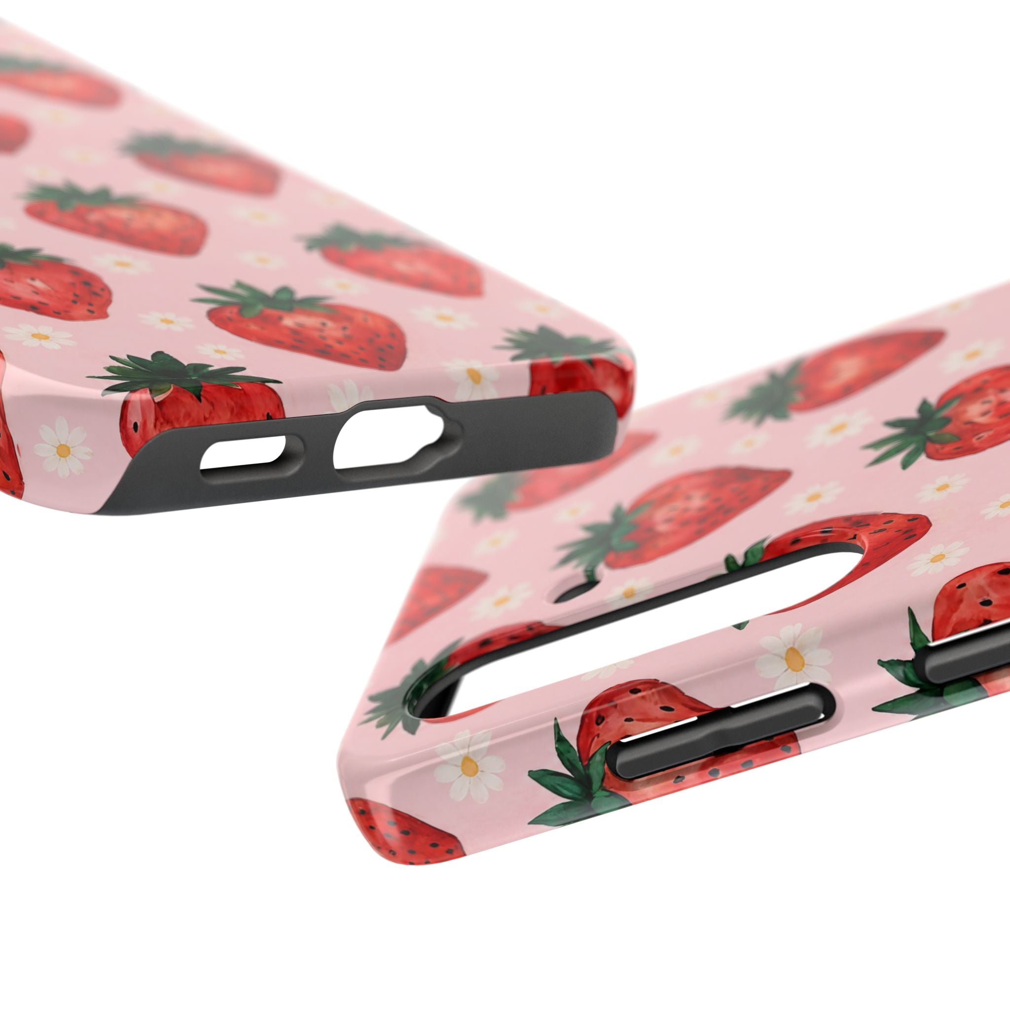 Strawberry Pattern Tough Phone Case — Cute Pink Fruit iPhone/Android Protection