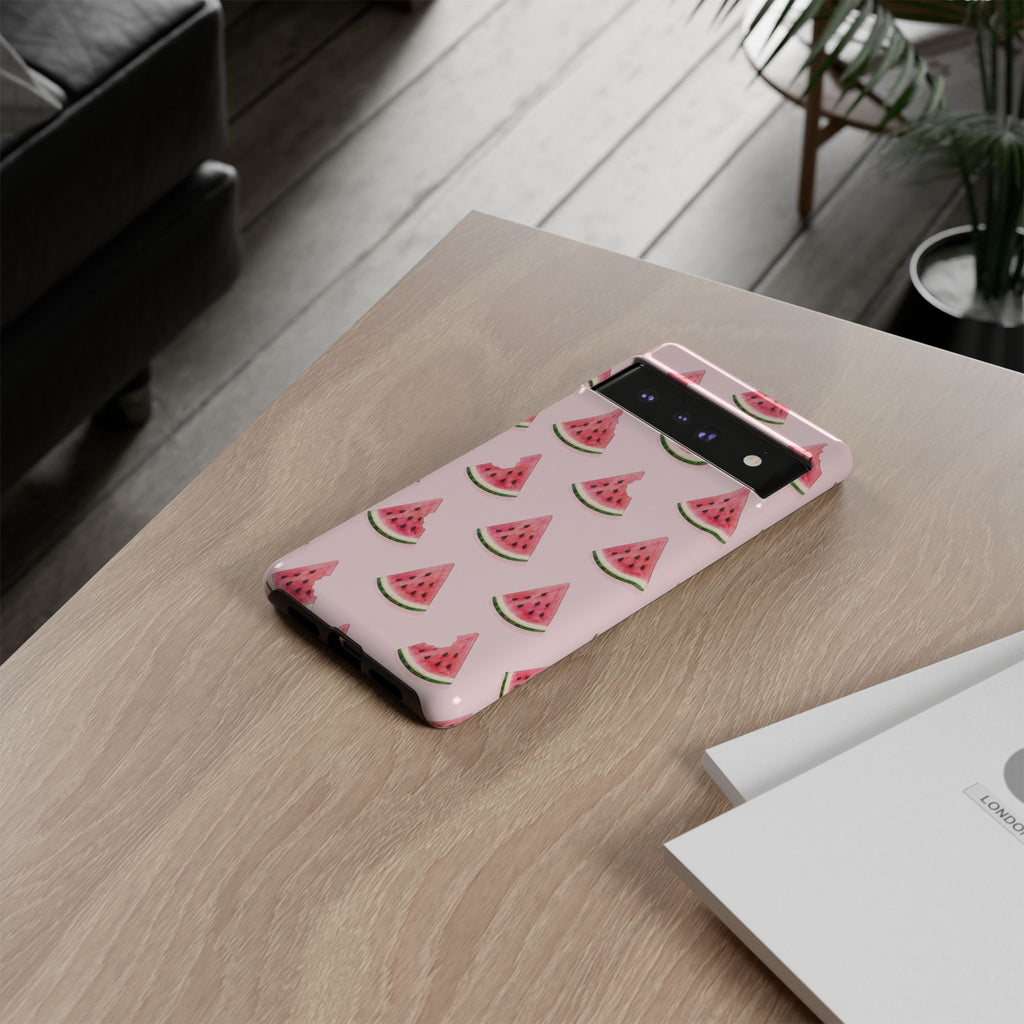 Watermelon Pattern Tough Phone Case — Pink Fruit Slice Protective Case