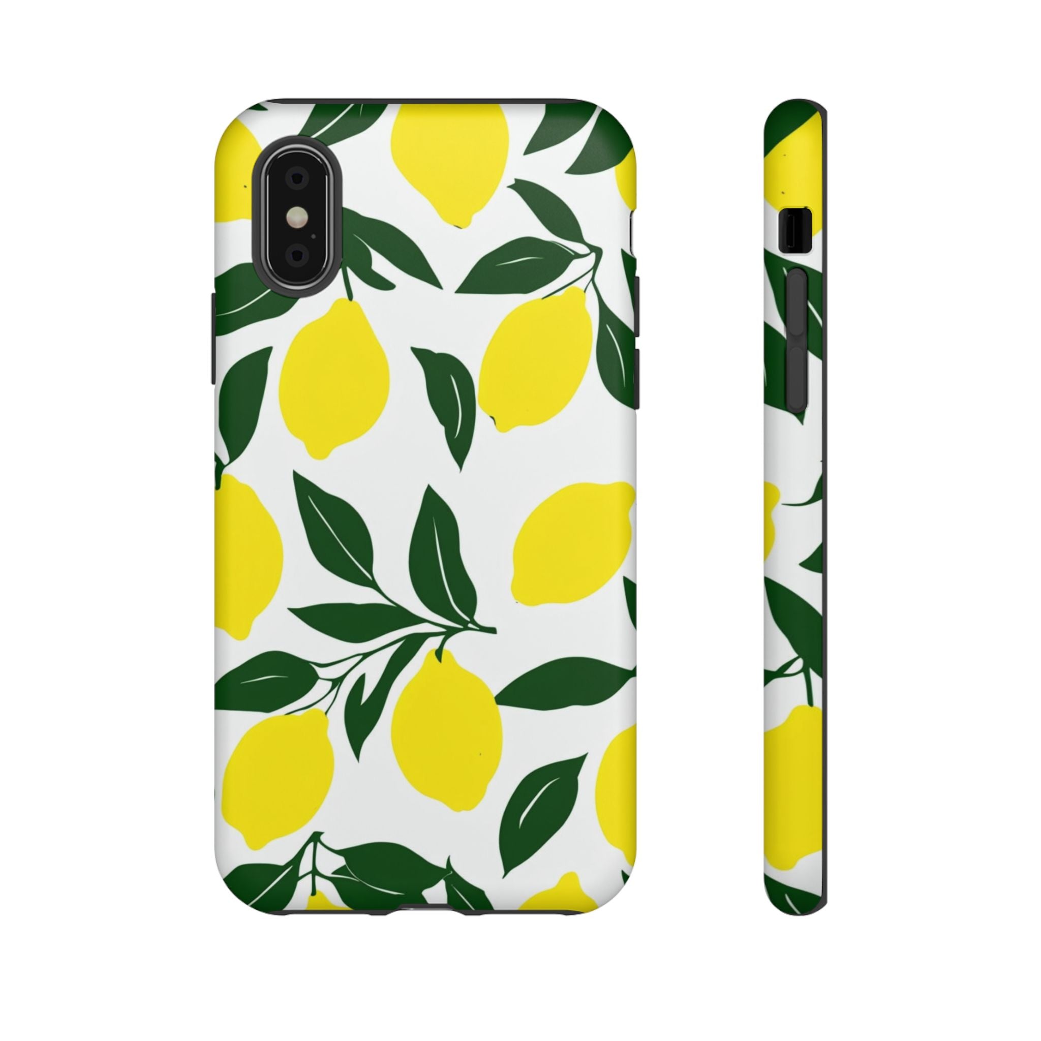 Lemon Pattern Tough Phone Case — Bright Citrus Protective Cover