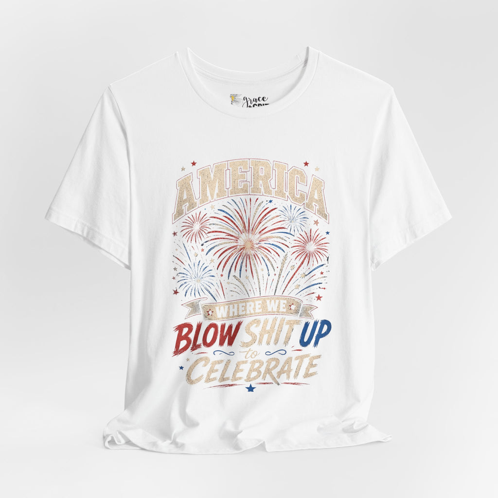 America Fireworks Celebrate Tee | Patriotic Fourth of July Shirt