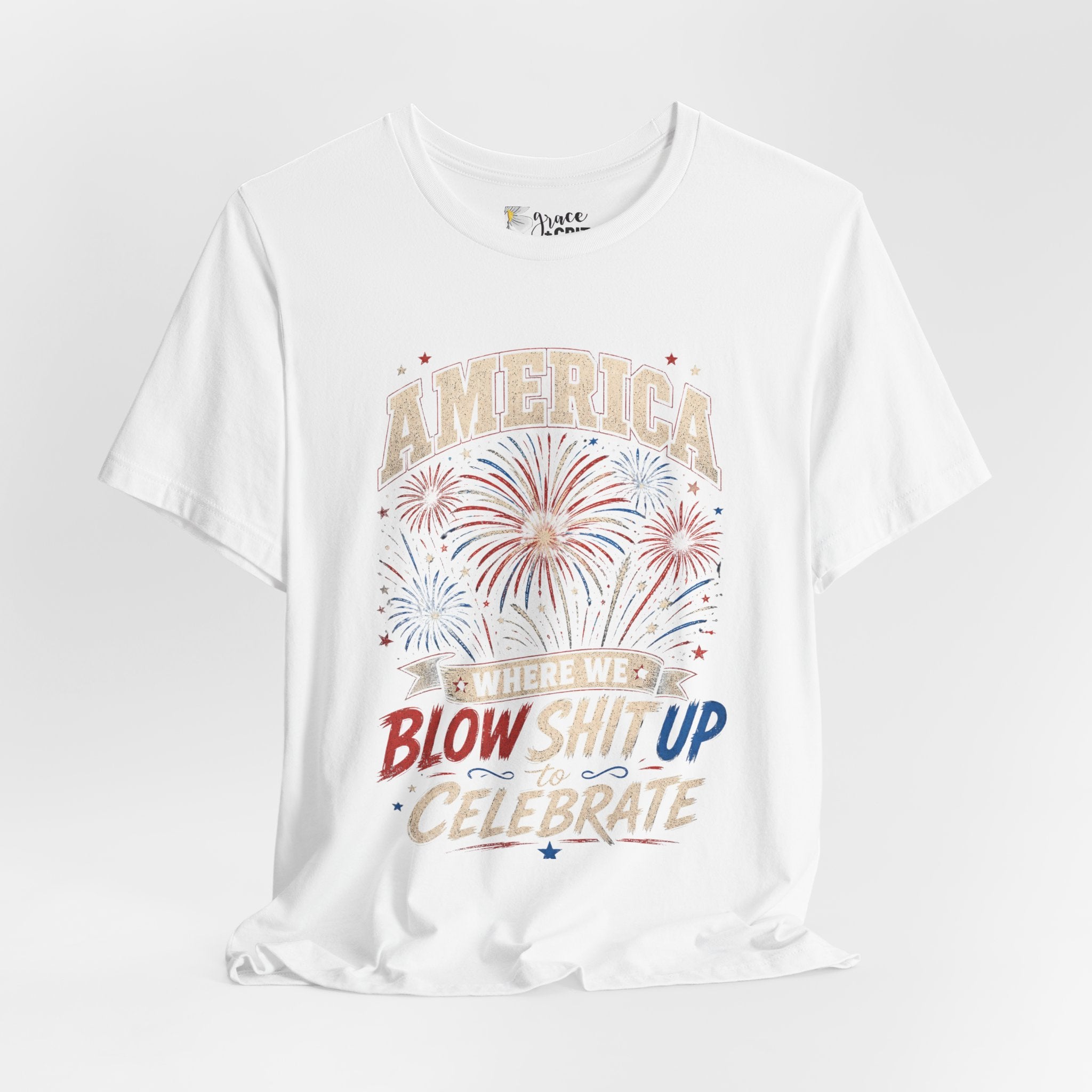 America Fireworks Celebrate Tee | Patriotic Fourth of July Shirt