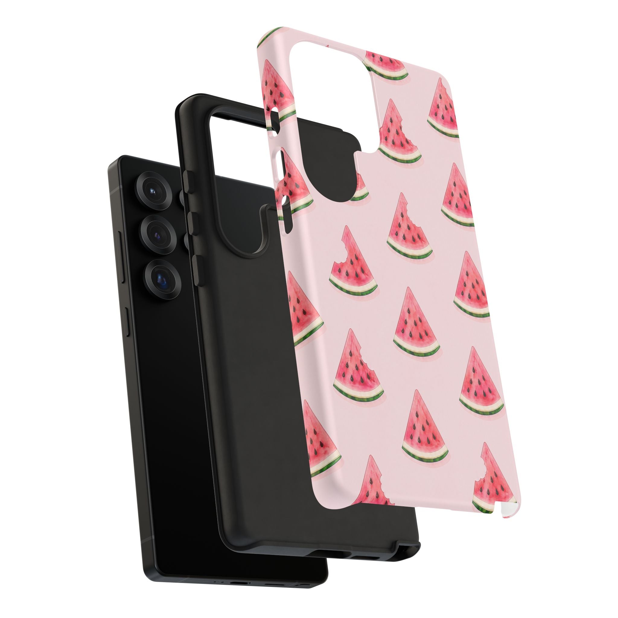 Watermelon Pattern Tough Phone Case — Pink Fruit Slice Protective Case
