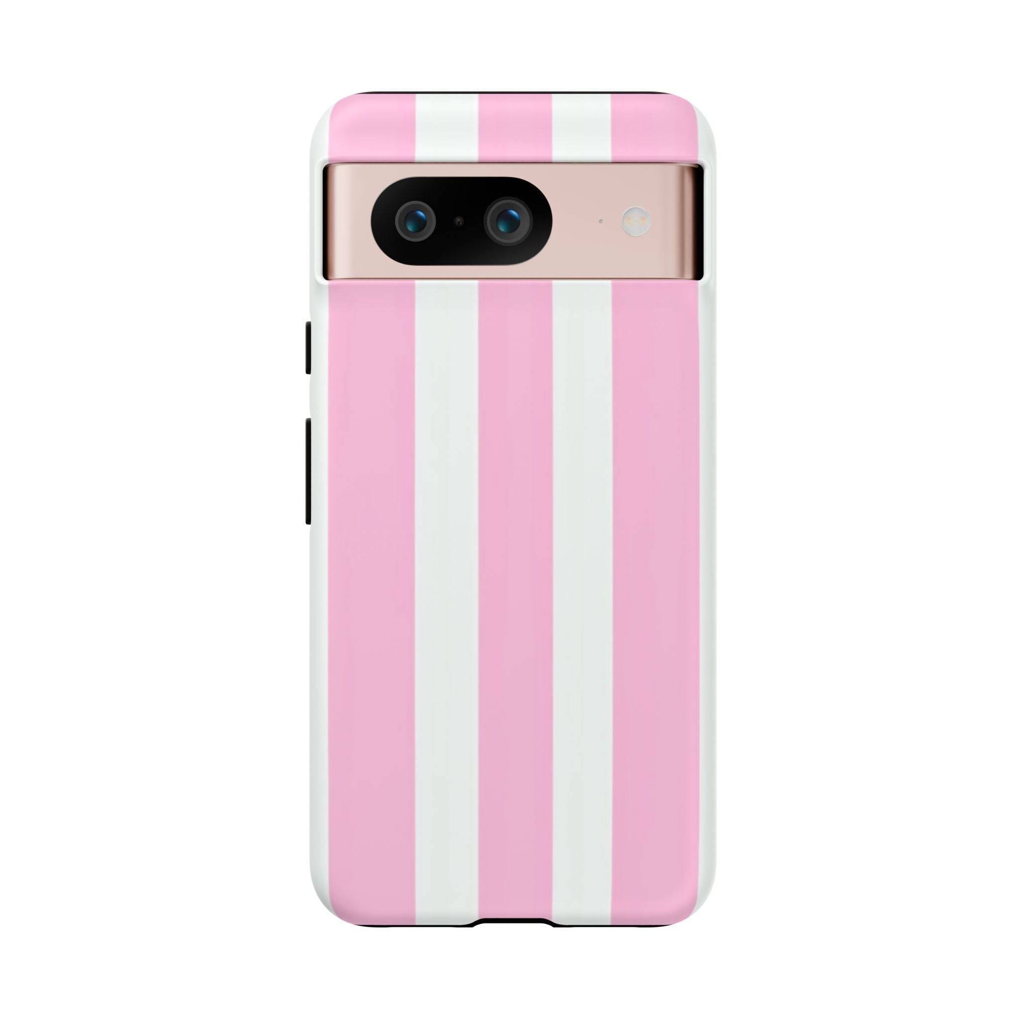 Pink & White Striped Tough Phone Case — Durable Protective Phone Cover