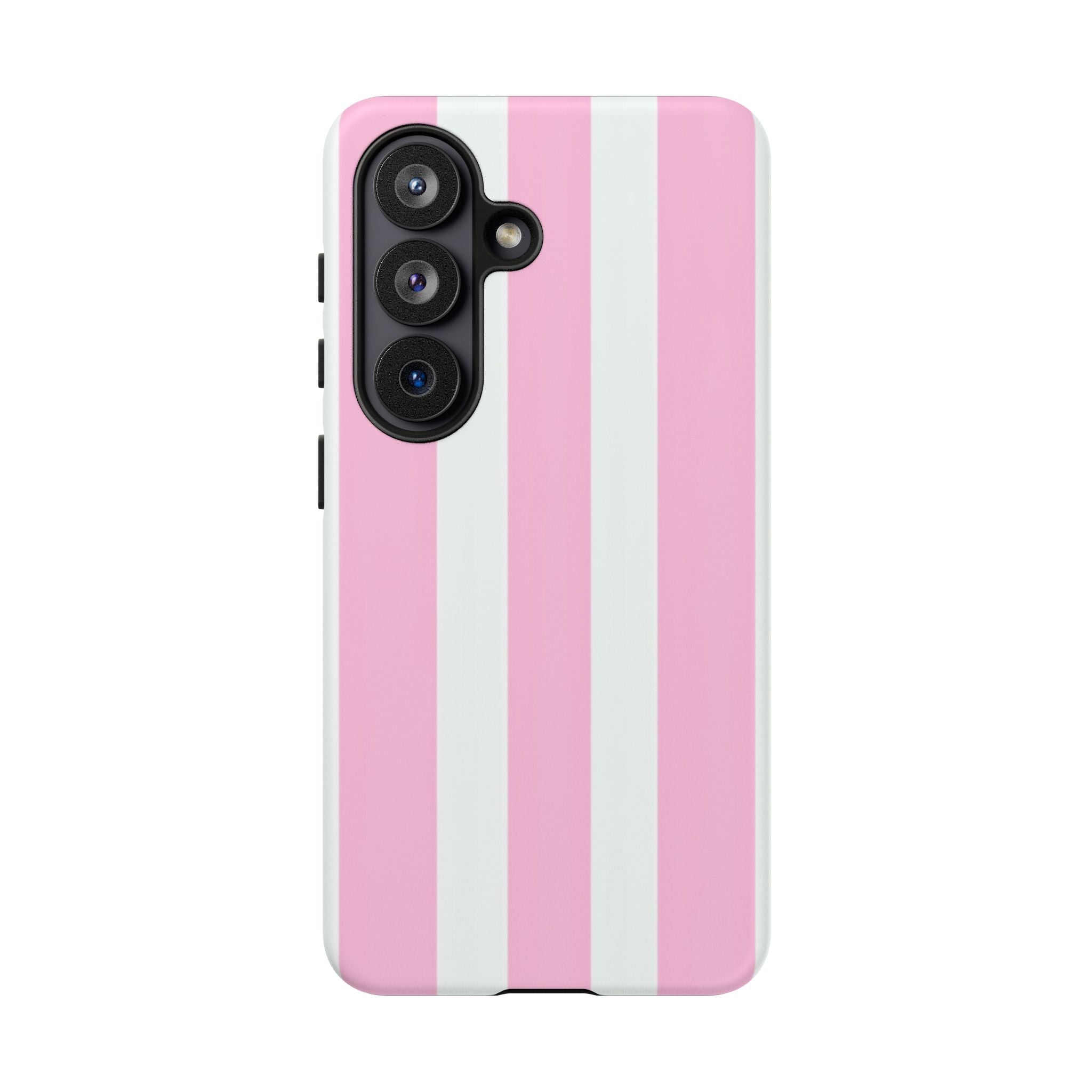 Pink & White Striped Tough Phone Case — Durable Protective Phone Cover
