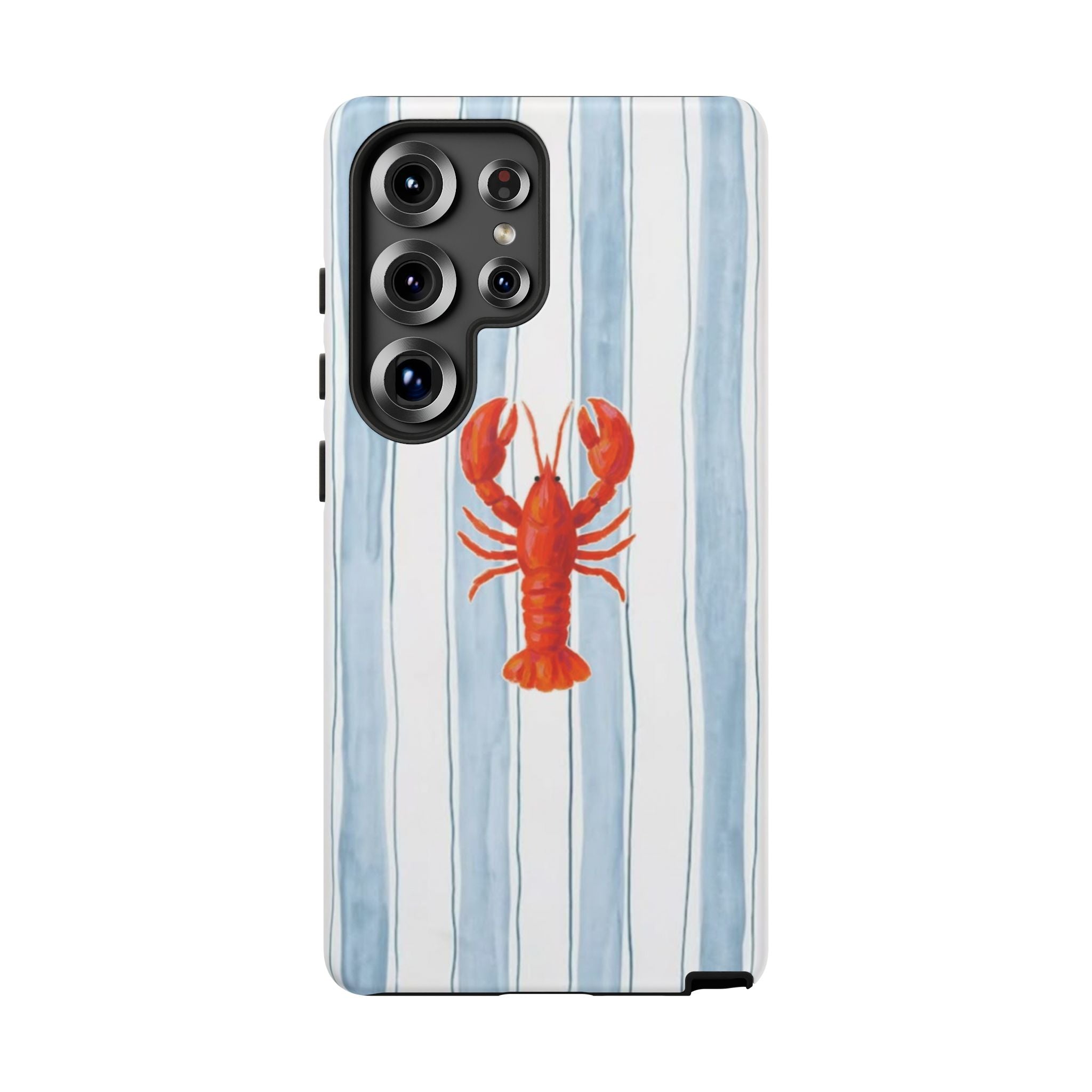 Lobster Stripe Phone Case — Nautical Blue & White Protective Cover