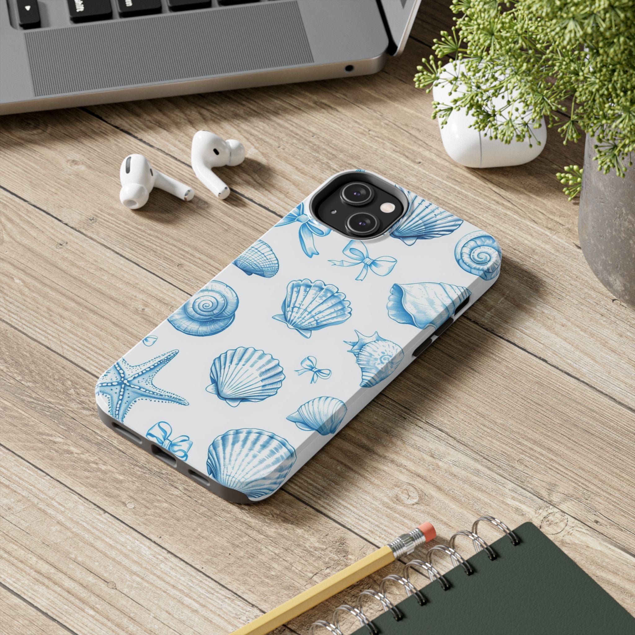 Seashell Blue Tough Phone Case – Coastal Shell Pattern Protective Cover