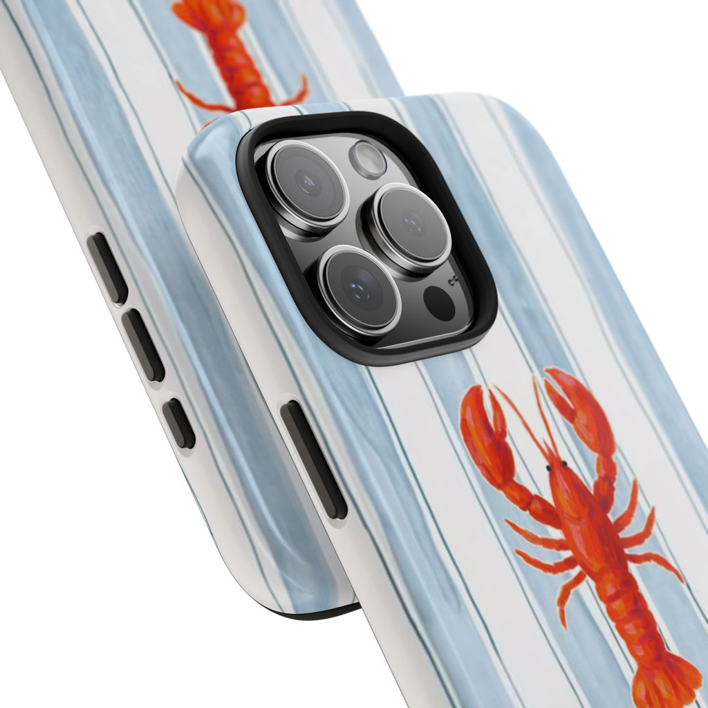 Lobster Stripe Tough Phone Case — Coastal Nautical Protective Cover