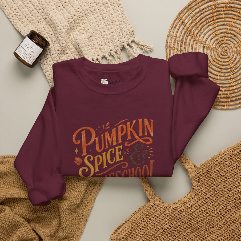 Pumpkin Spice Homeschool Life Sweatshirt – Fall Cozy Crewneck for Homeschool Moms & Teachers