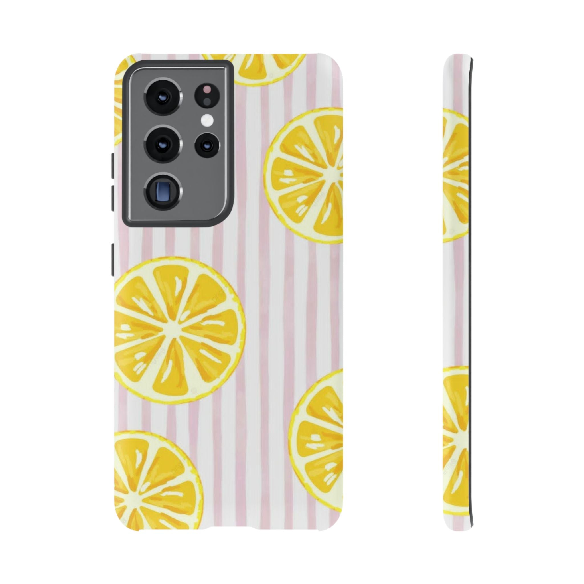 Lemon Slices Tough Case — Cute Pink Stripe Phone Cover