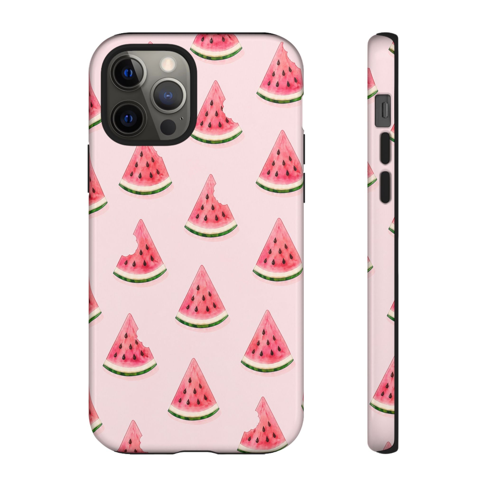 Watermelon Pattern Tough Phone Case — Pink Fruit Slice Protective Case