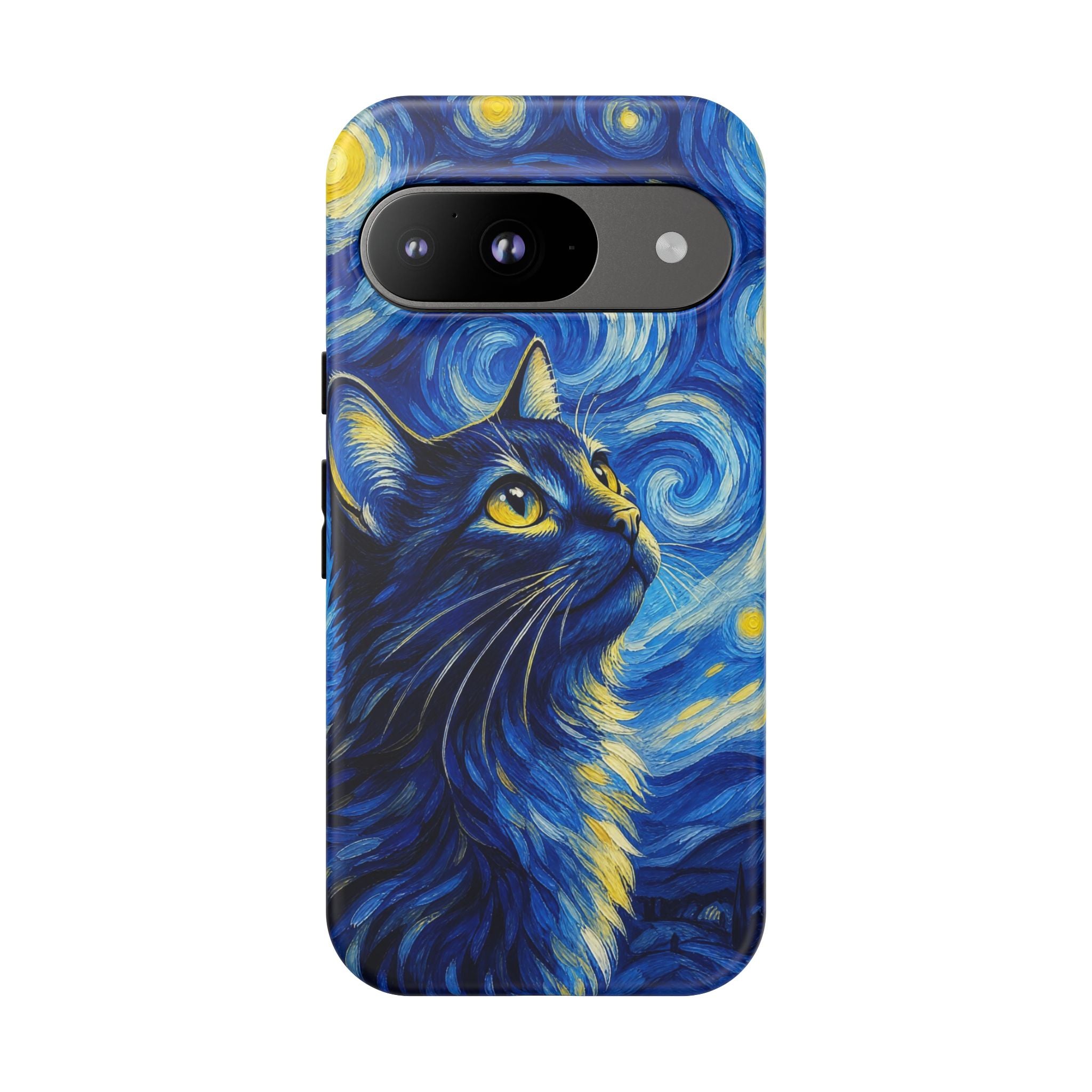 Starry Night Cat Phone Case — Van GoghStyle Blue Galaxy iPhone Cover