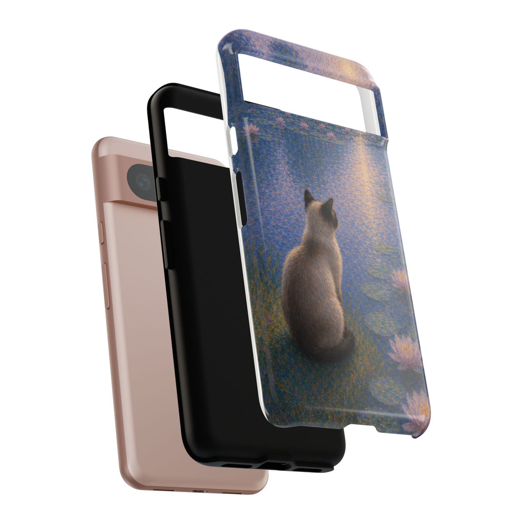 Cat Moonlight Phone Case — Serene Siamese by Lily Pond
