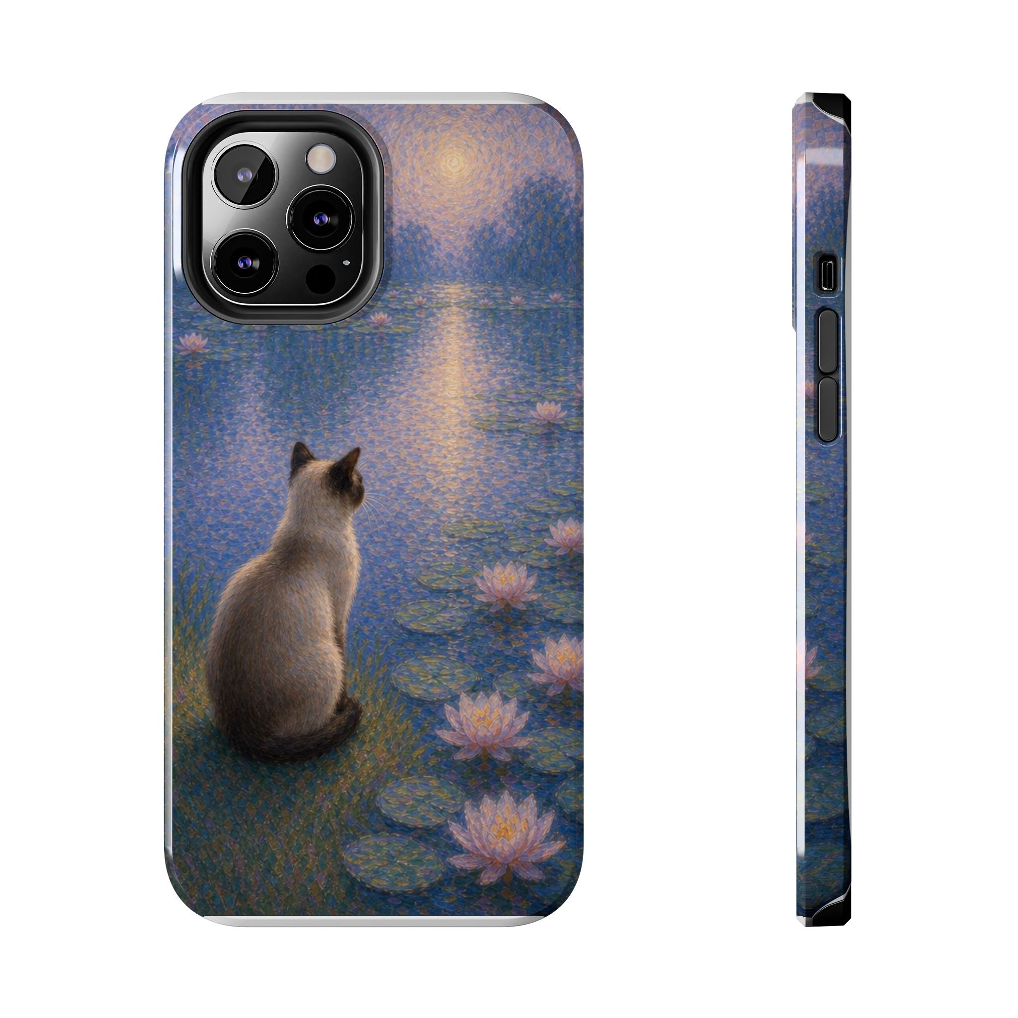 Siamese Cat by Moonlight Tough Phone Case – Waterlily Dream Protective Cover
