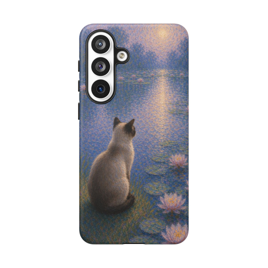 Cat Moonlight Phone Case — Serene Siamese by Lily Pond