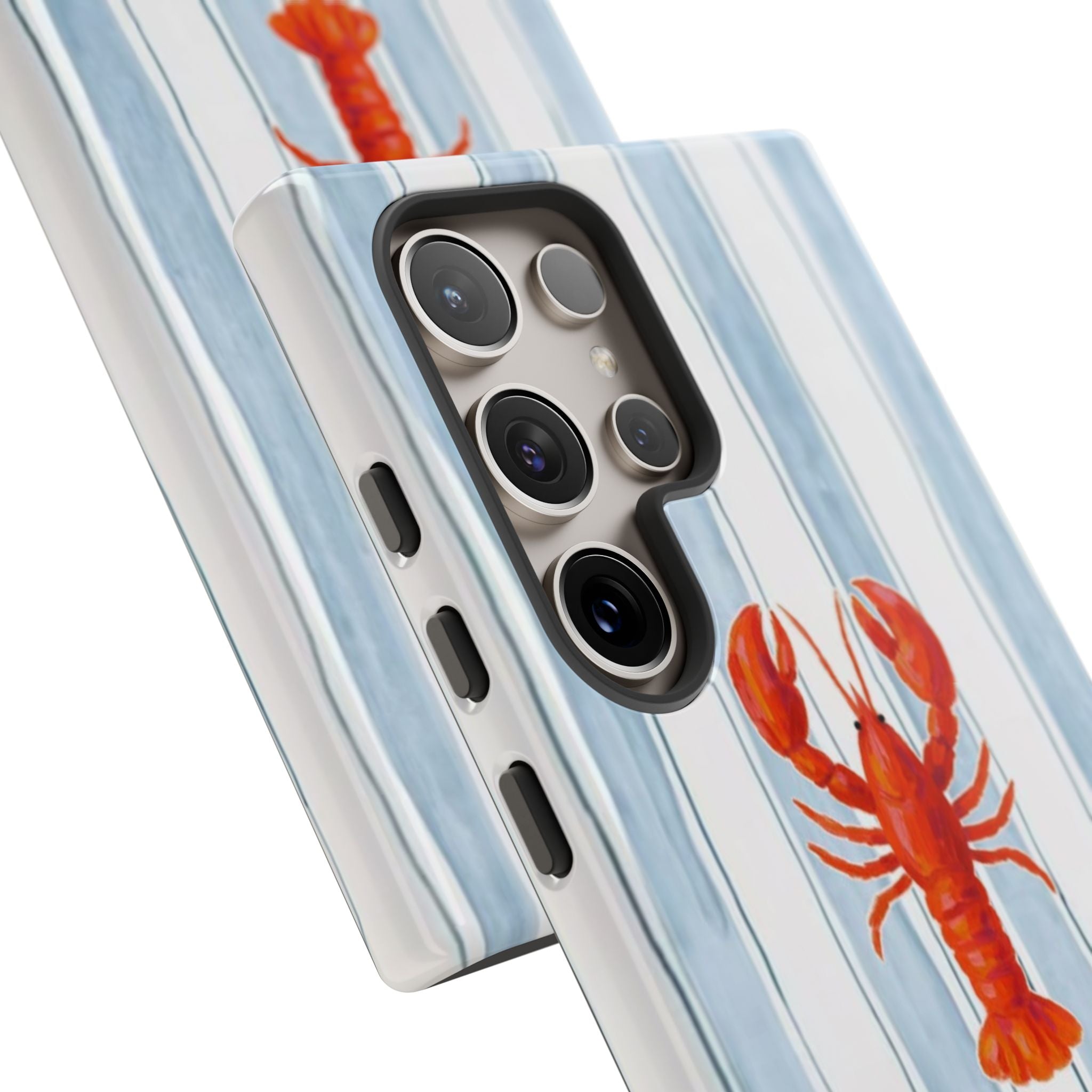 Lobster Stripe Phone Case — Nautical Blue & White Protective Cover