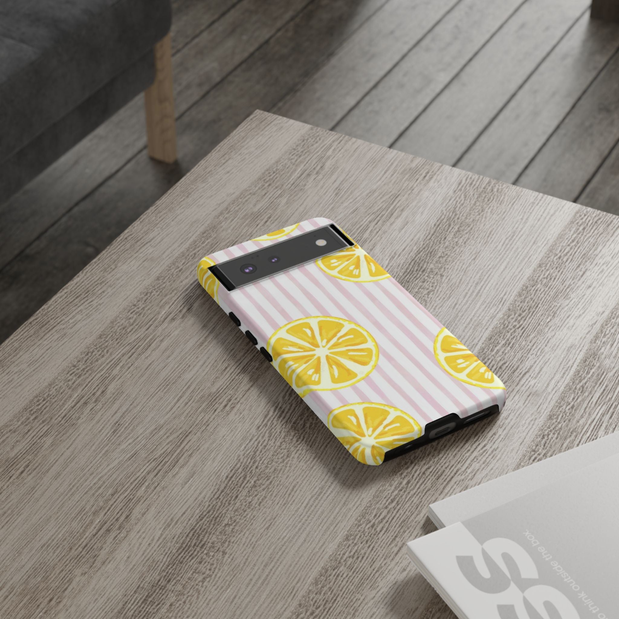 Lemon Slices Tough Case — Cute Pink Stripe Phone Cover