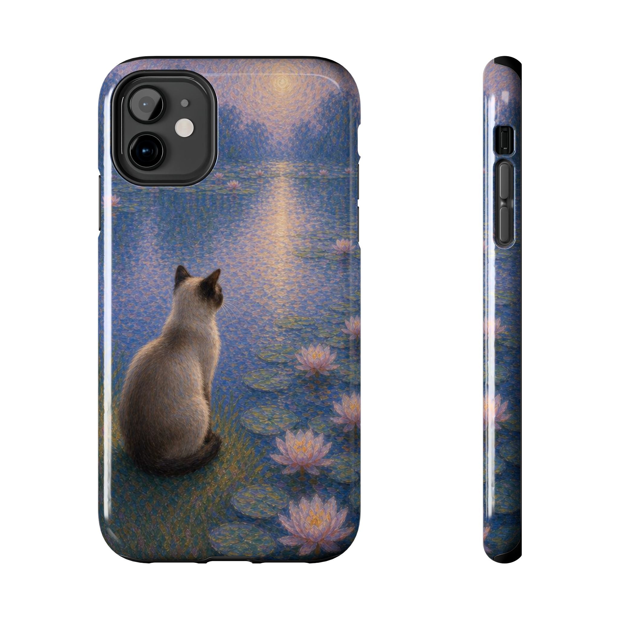 Siamese Cat by Moonlight Tough Phone Case – Waterlily Dream Protective Cover