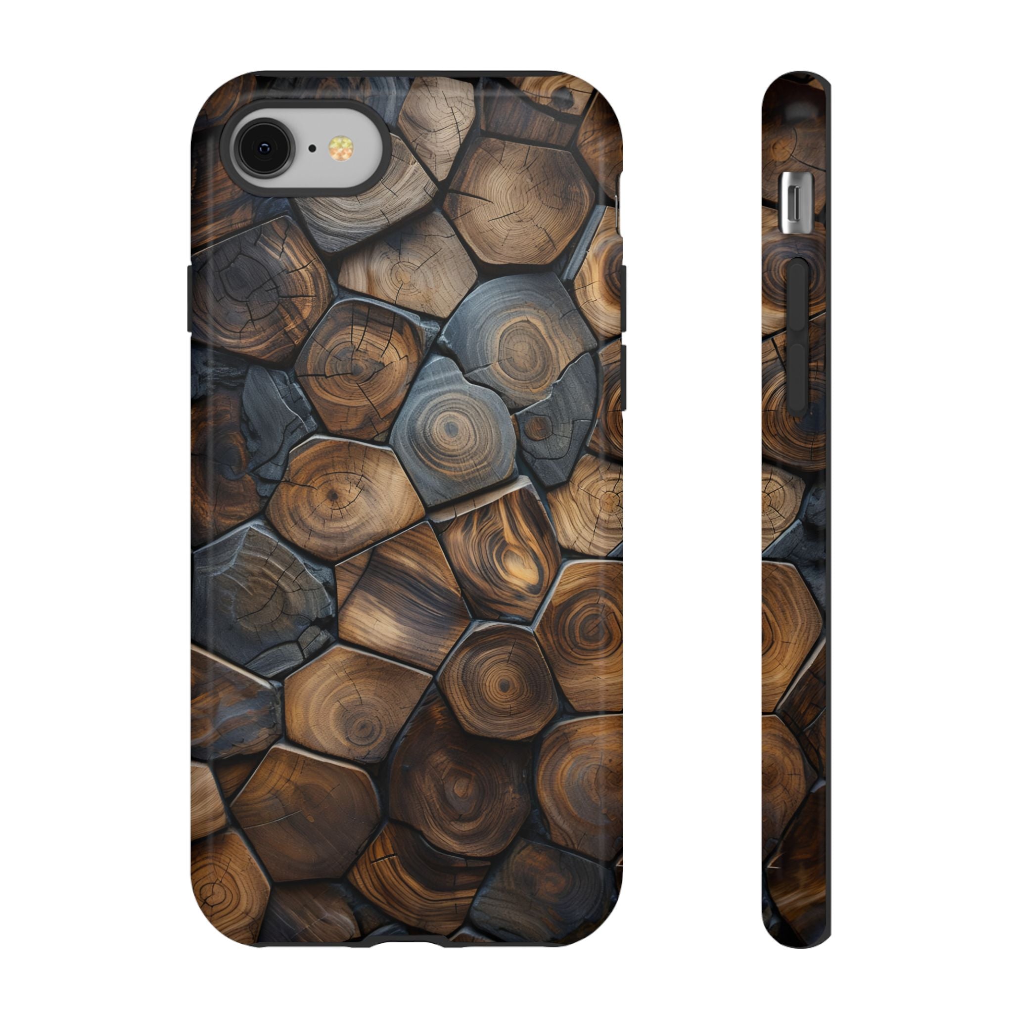 Wood Grain Hex Phone Case — Rustic Geometric iPhone Protection
