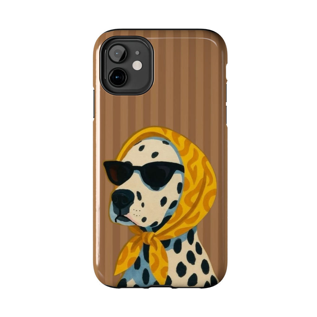 Dalmatian in Scarf Tough Phone Case — Retro Dog Print Protective Cover