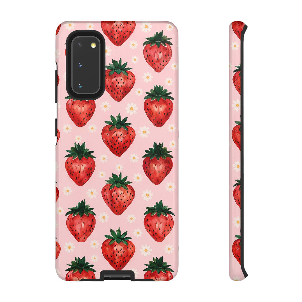 Strawberry Pattern Tough Case — Cute Pink Fruit Phone Case
