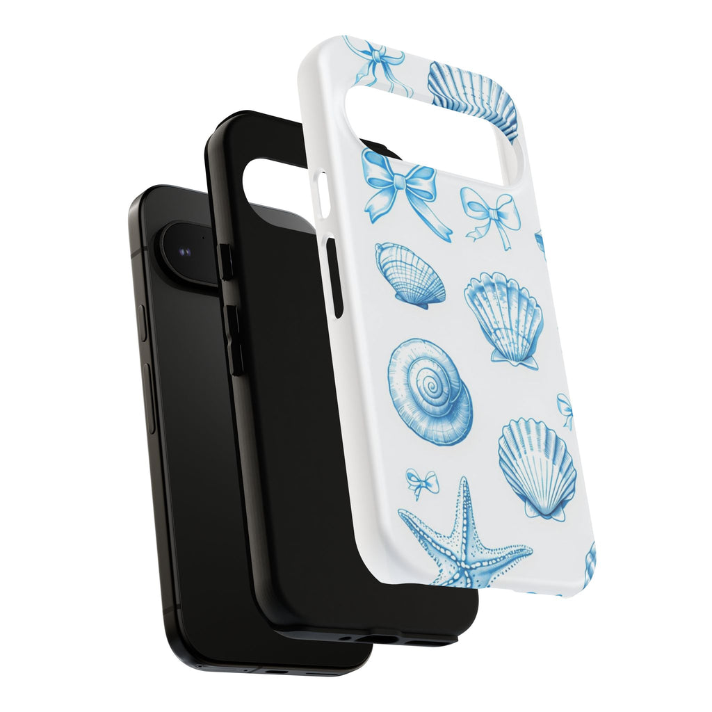 Seaside Shells Phone Case — Blue Nautical Shell & Starfish Pattern