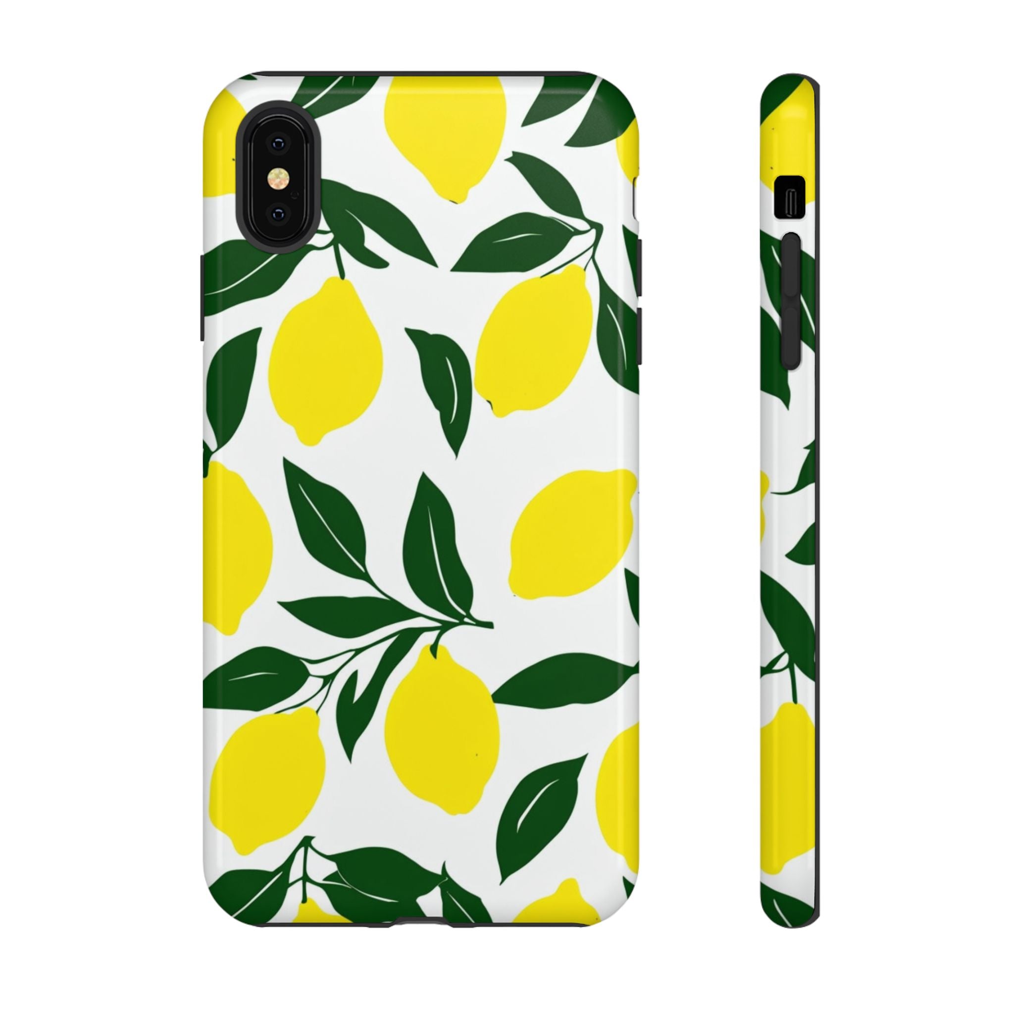 Lemon Pattern Tough Phone Case — Bright Citrus Protective Cover