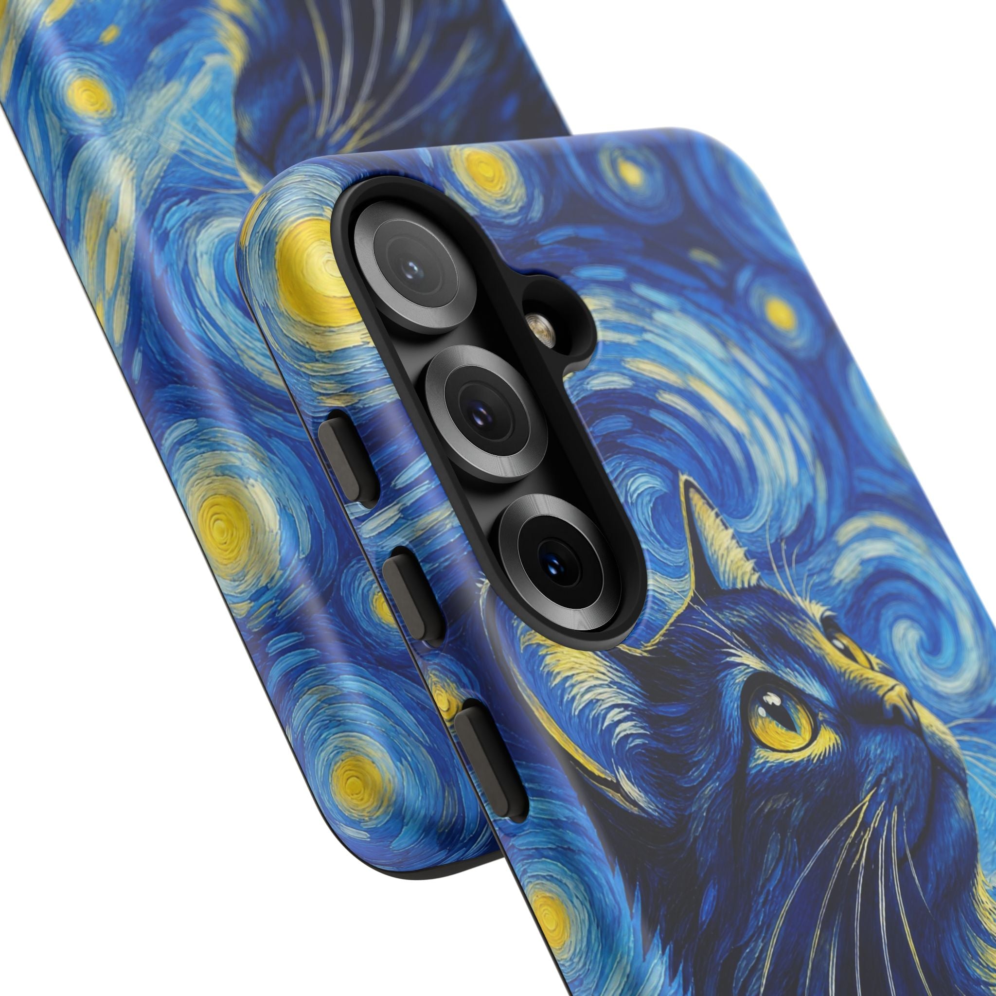 Starry Night Cat Phone Case — Van GoghStyle Blue Galaxy iPhone Cover