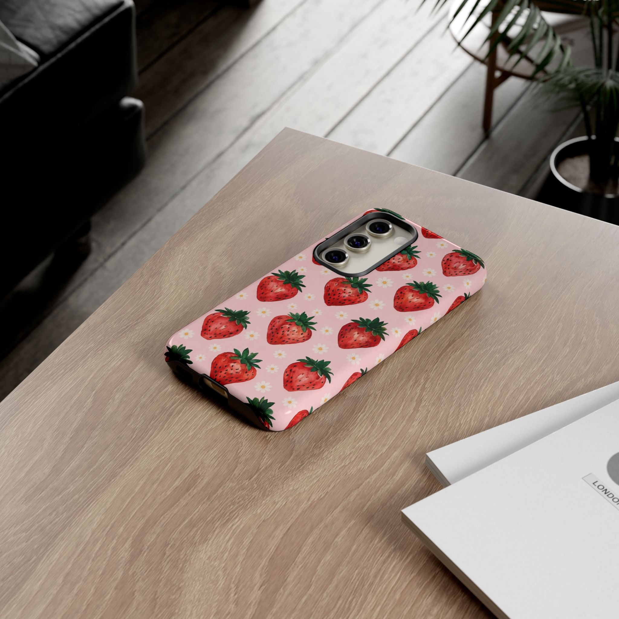 Strawberry Pattern Tough Case — Cute Pink Fruit Phone Case