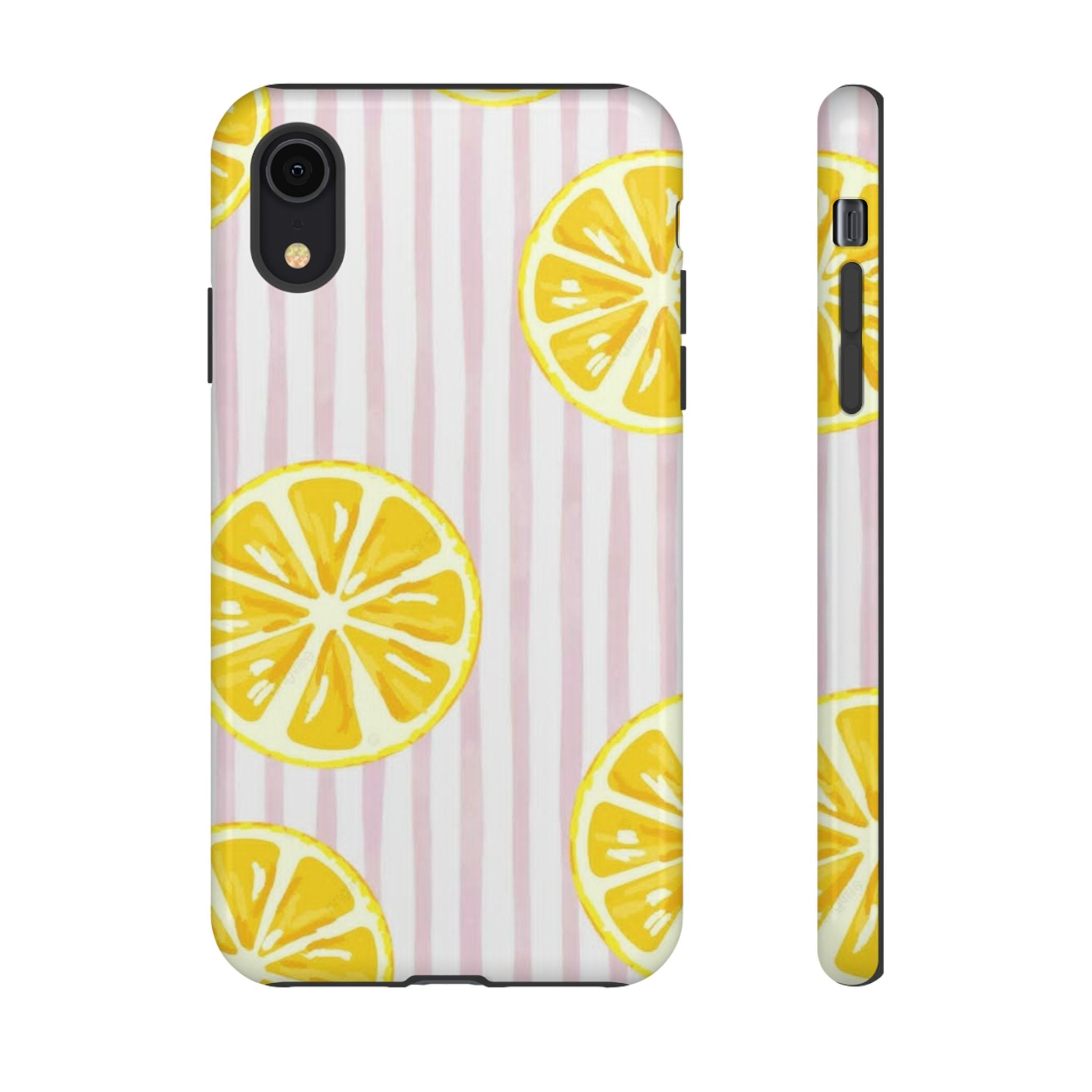 Lemon Slices Tough Case — Cute Pink Stripe Phone Cover