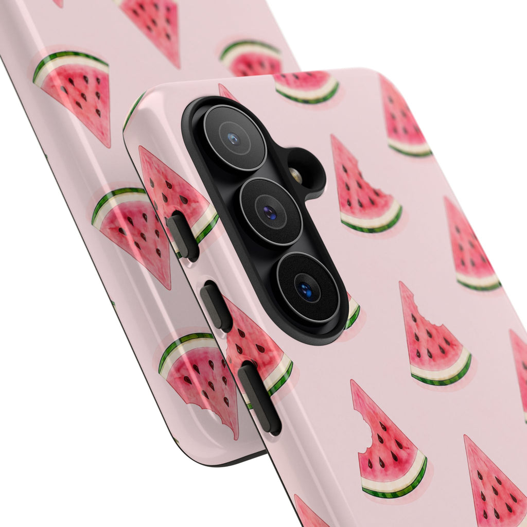 Watermelon Pattern Tough Phone Case — Pink Fruit Slice Protective Case