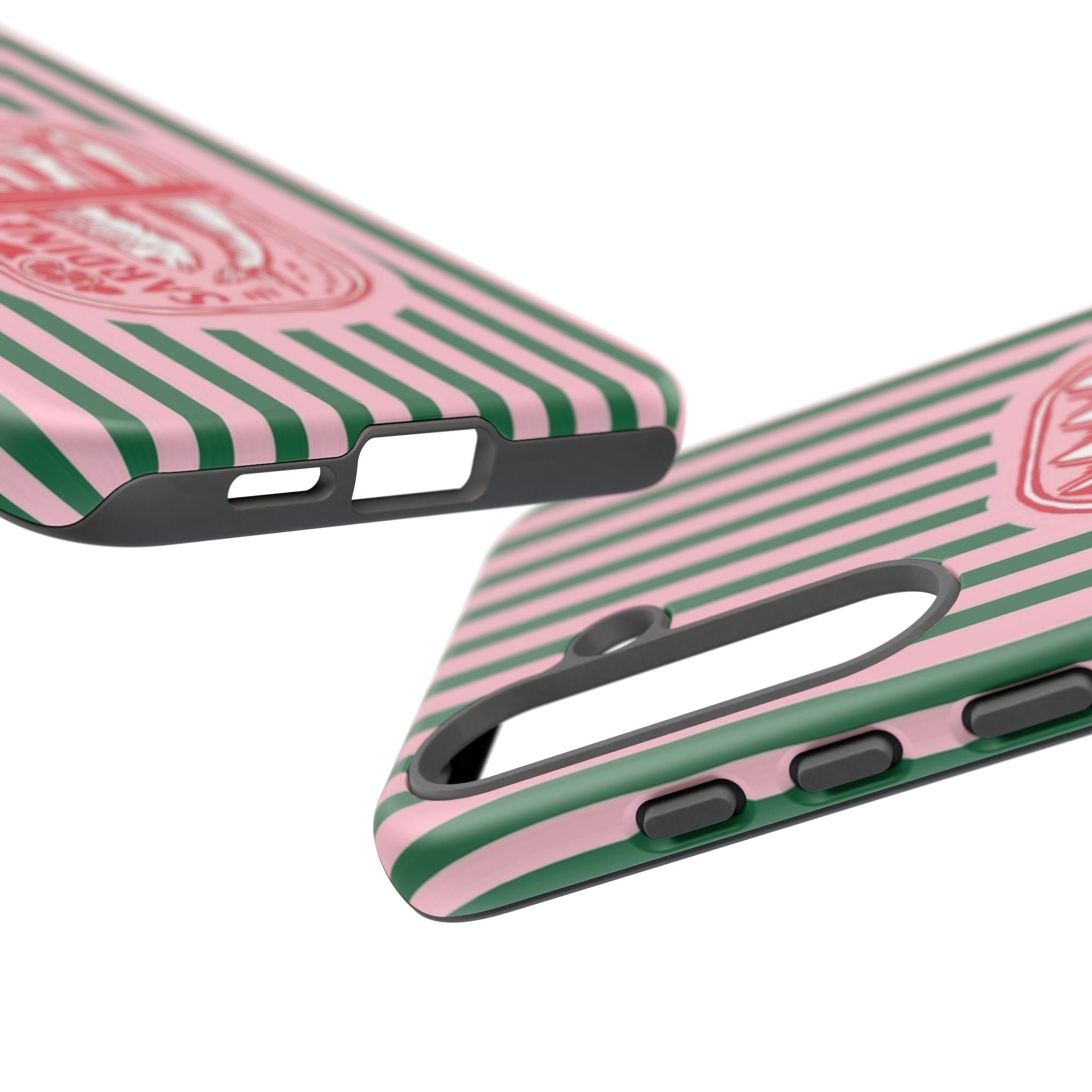 Sardine Stripe Phone Case — Retro Pink & Green Nautical Protection