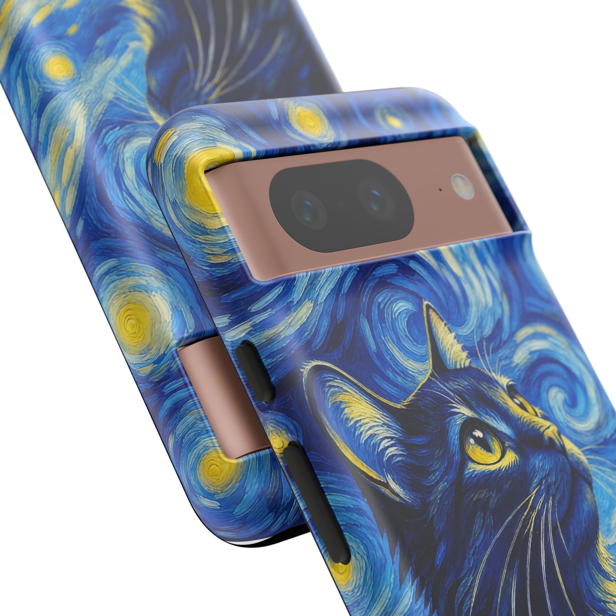 Starry Night Cat Phone Case — Van GoghStyle Blue Galaxy iPhone Cover