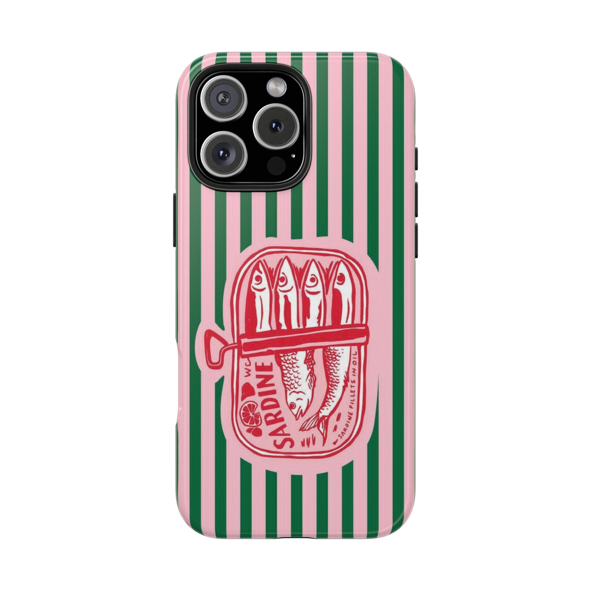 Sardine Stripes Tough Phone Case — Retro Pink & Green Protective Phone Cover