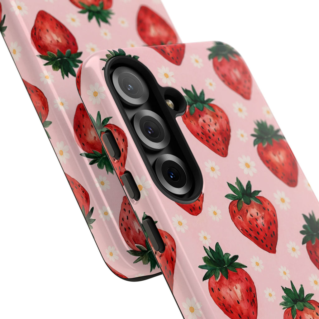 Strawberry Pattern Tough Case — Cute Pink Fruit Phone Case