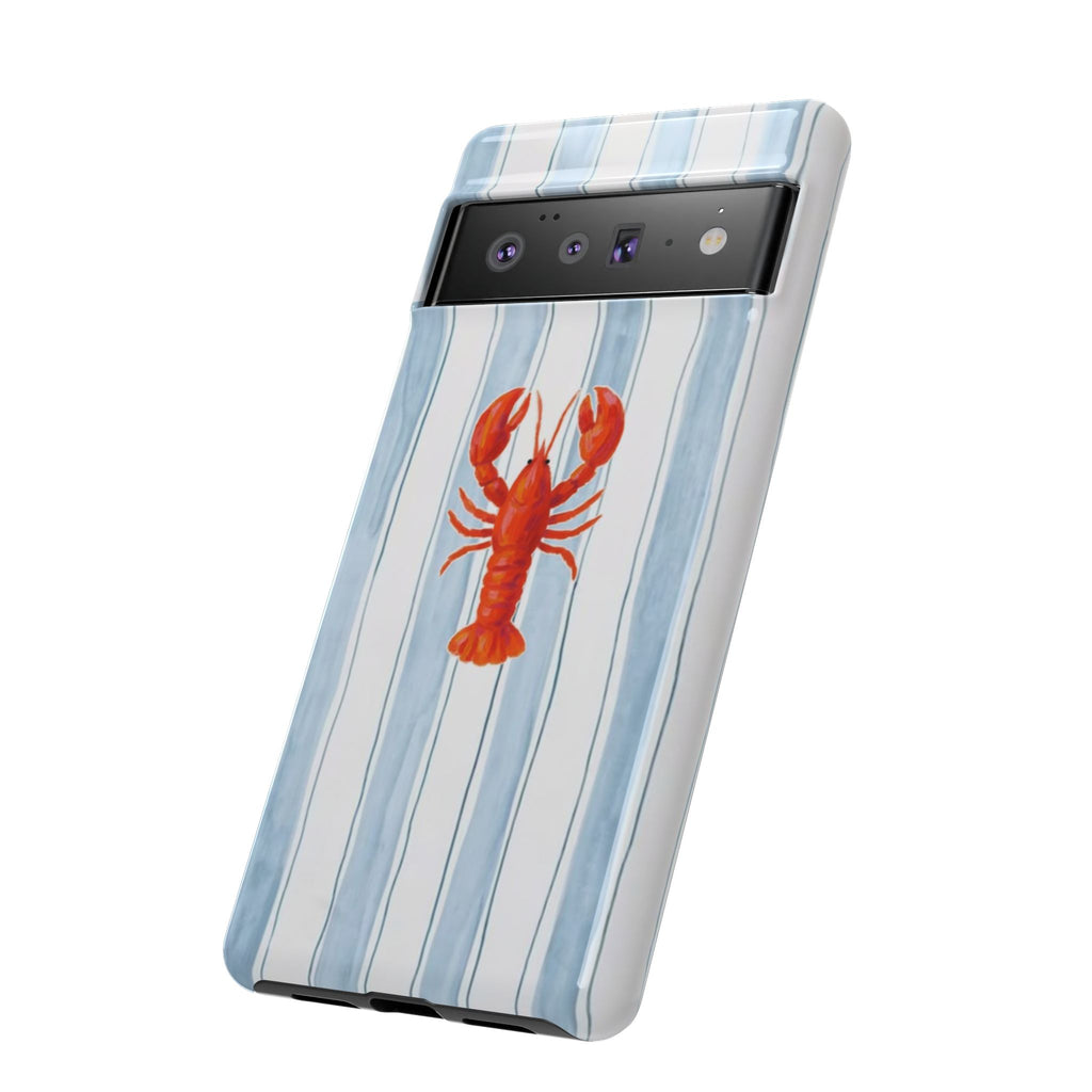 Lobster Stripe Phone Case — Nautical Blue & White Protective Cover