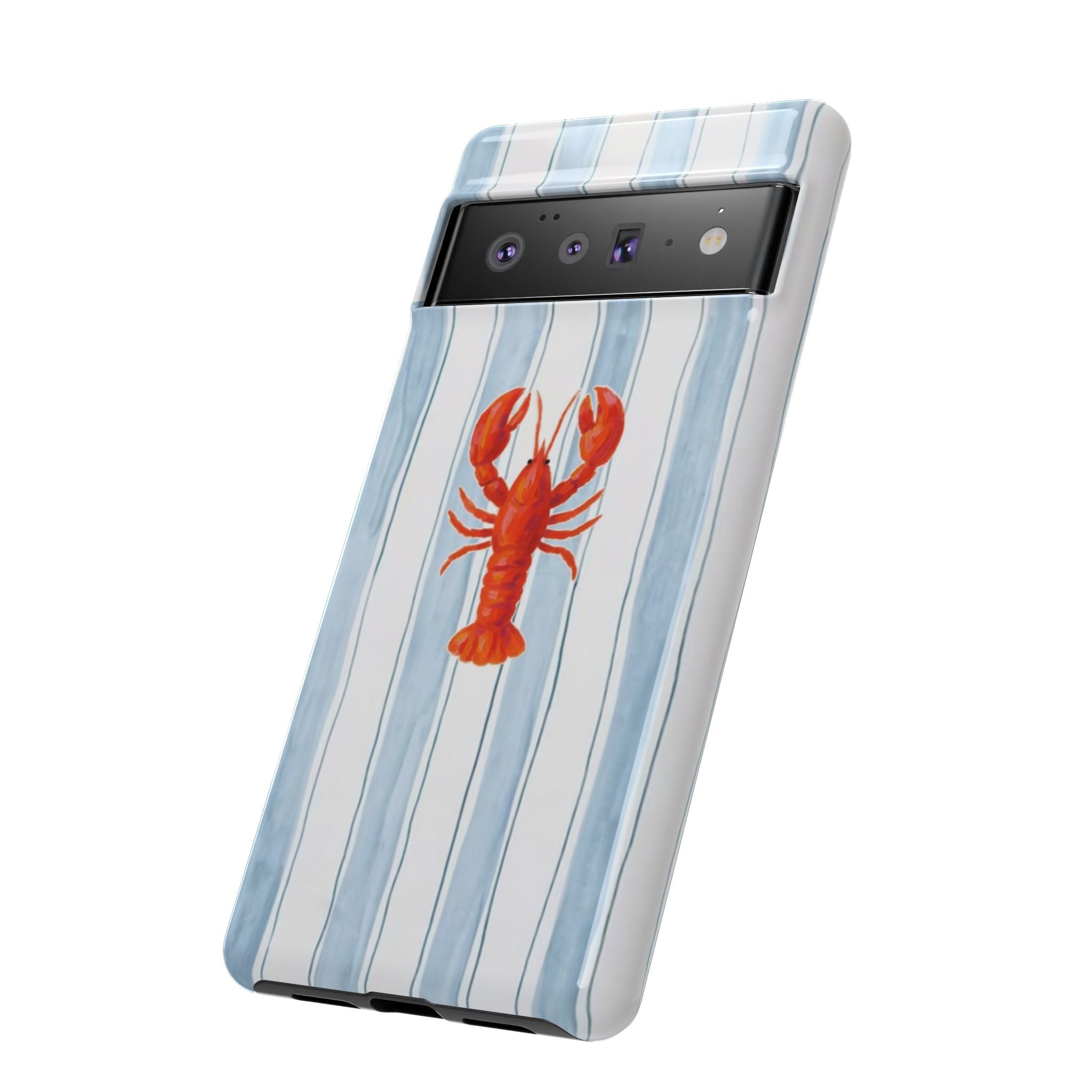 Lobster Stripe Phone Case — Nautical Blue & White Protective Cover